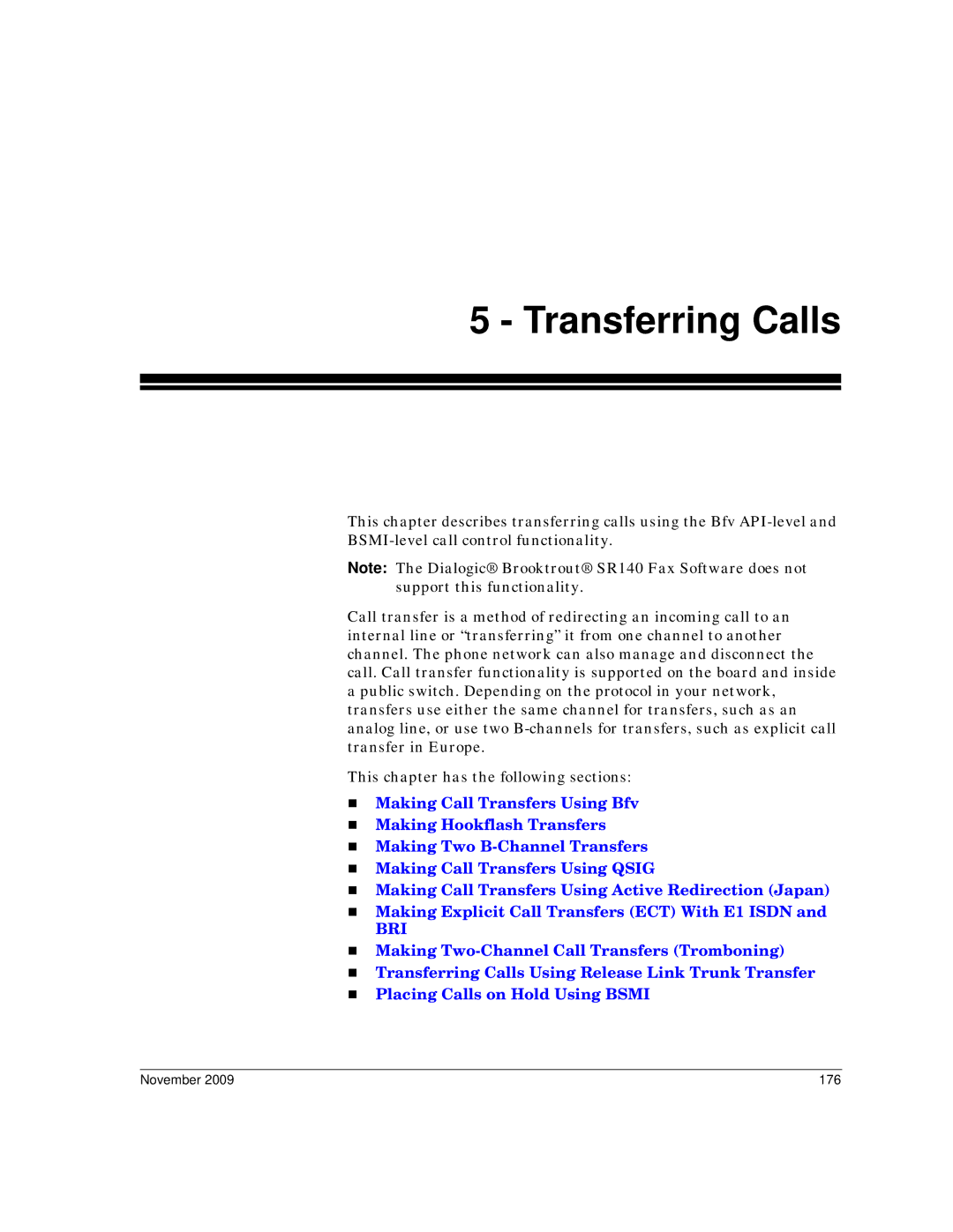 Dialogic 6.2 manual Transferring Calls, November 176 