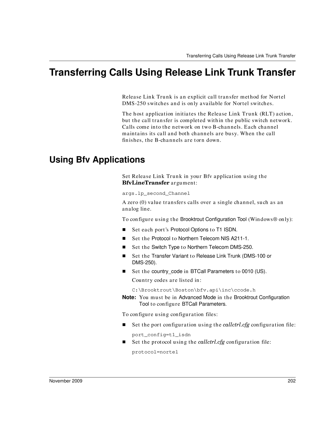 Dialogic 6.2 manual Transferring Calls Using Release Link Trunk Transfer, November 202 