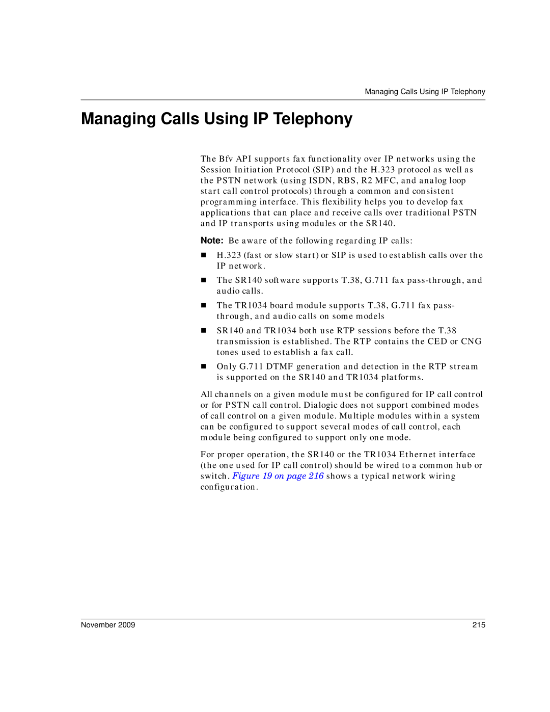 Dialogic 6.2 manual Managing Calls Using IP Telephony, November 215 