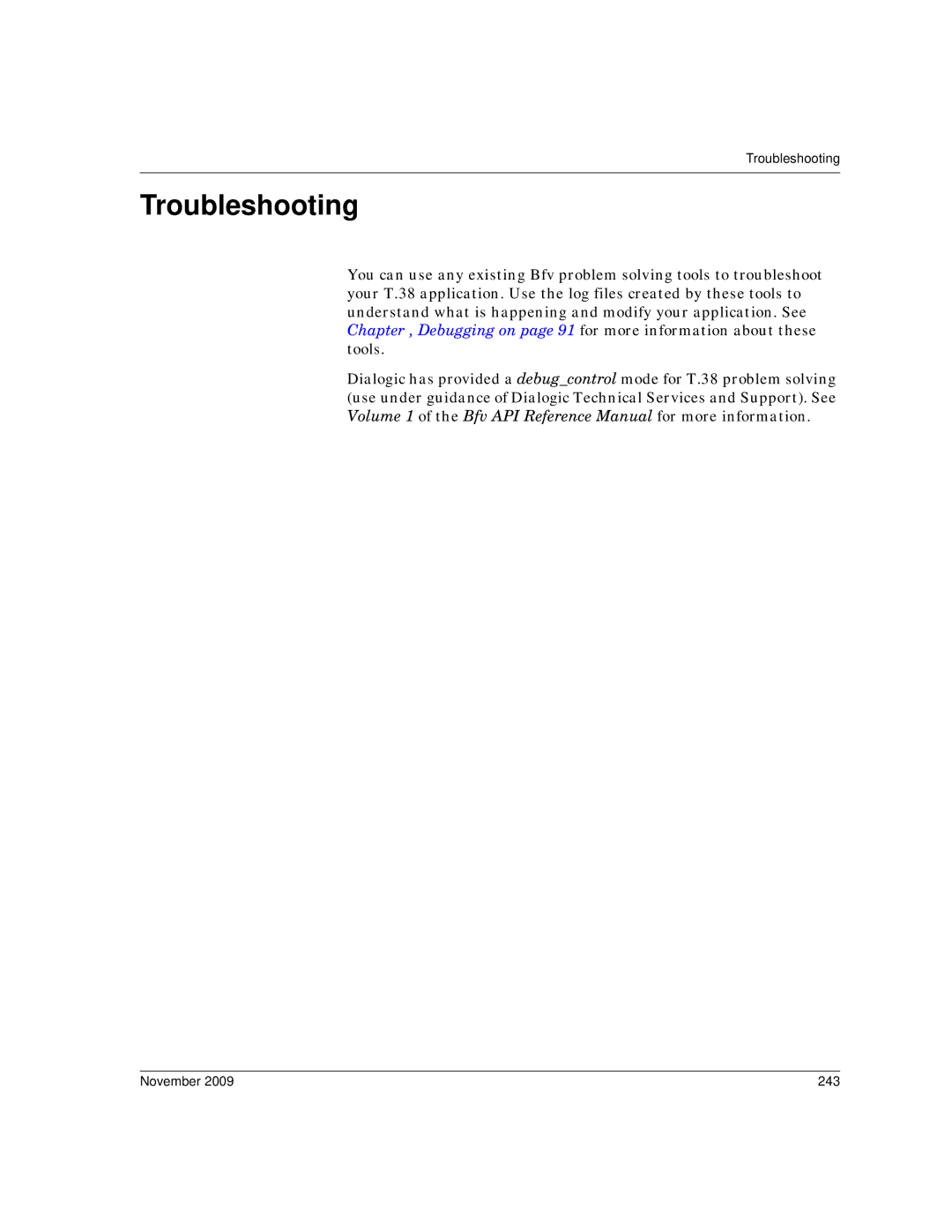 Dialogic 6.2 manual Troubleshooting, November 243 