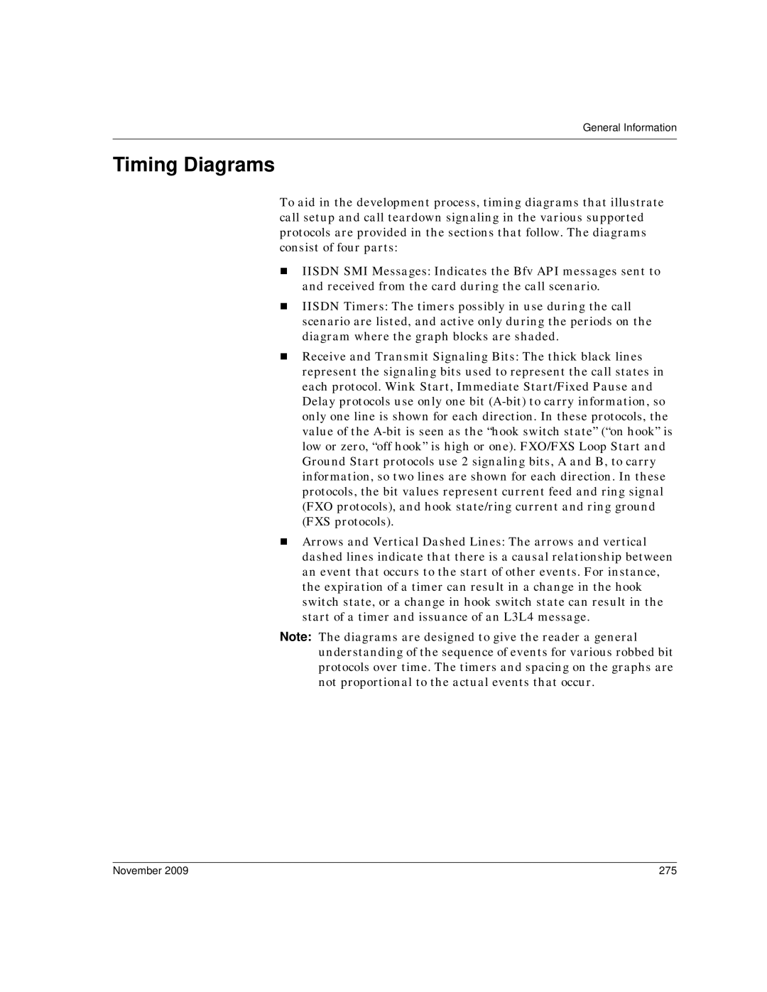 Dialogic 6.2 manual Timing Diagrams, November 275 