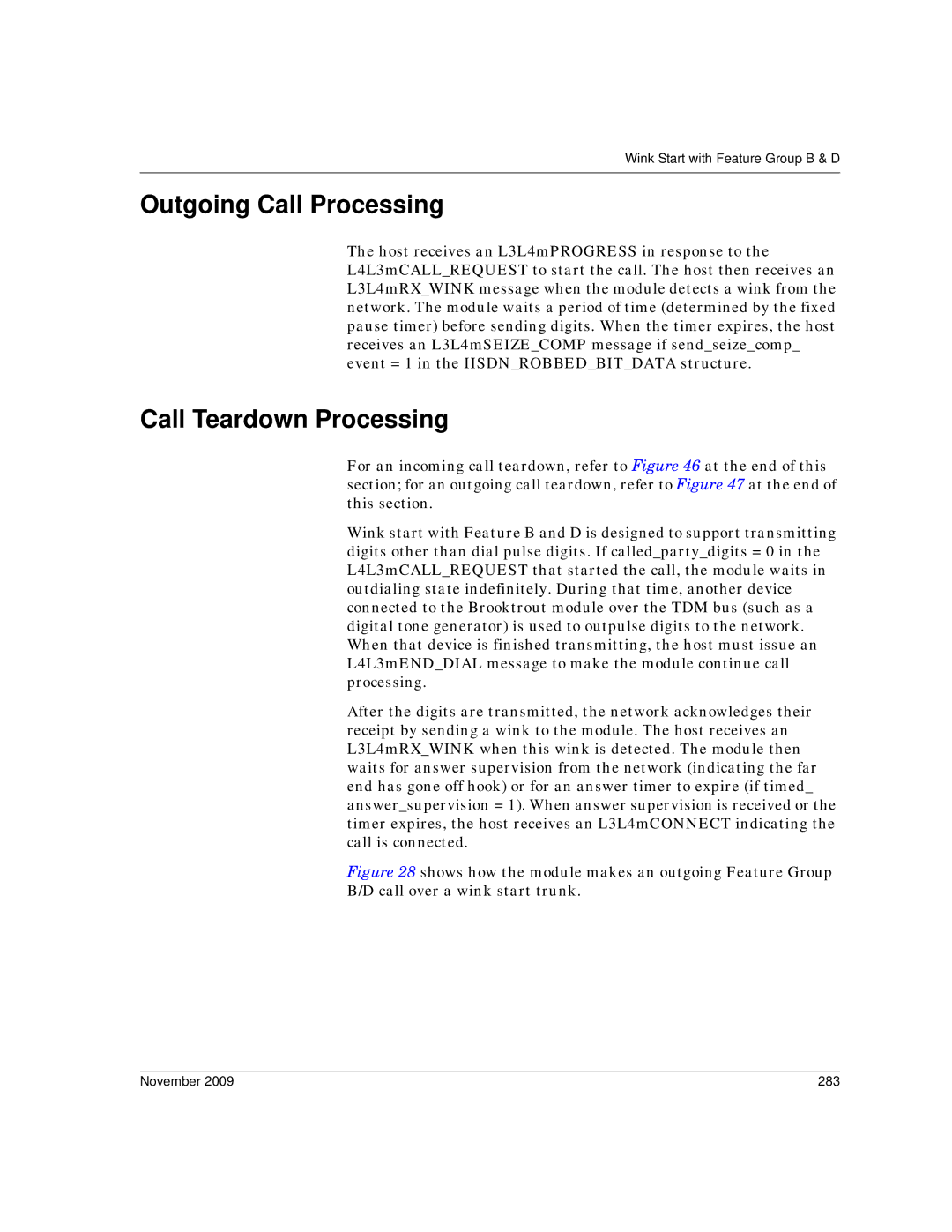 Dialogic 6.2 manual Outgoing Call Processing, November 283 