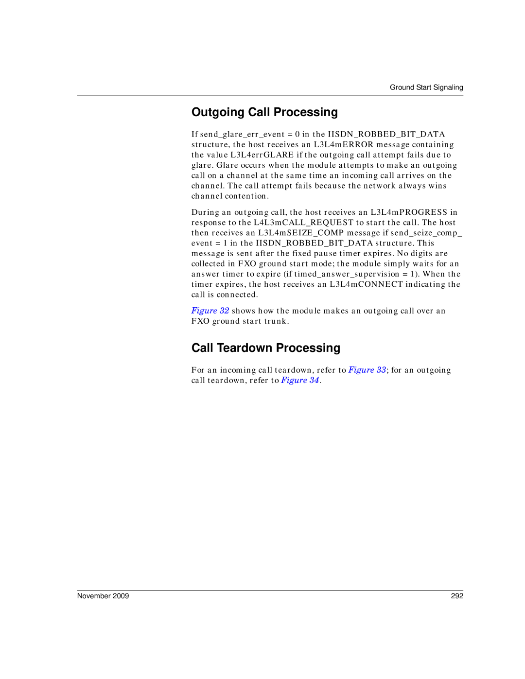 Dialogic 6.2 manual Outgoing Call Processing, Call Teardown Processing, November 292 