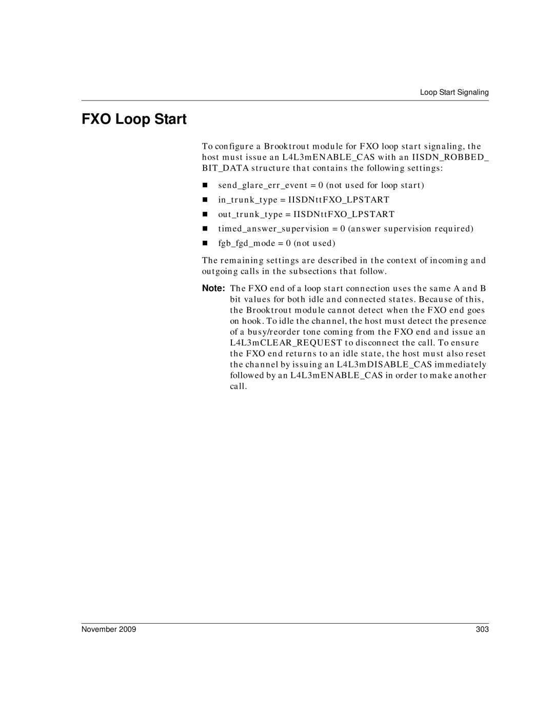 Dialogic 6.2 manual FXO Loop Start, November 303 