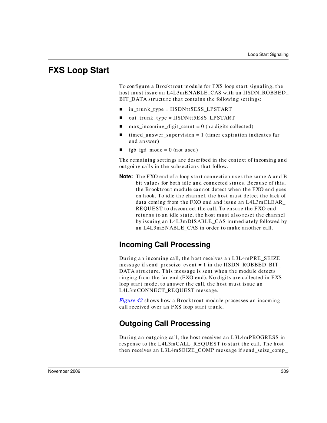 Dialogic 6.2 manual FXS Loop Start, November 309 