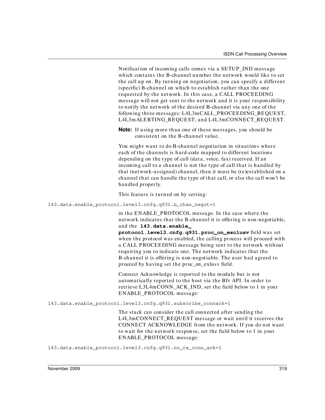 Dialogic 6.2 manual L43.data.enable, November 319 