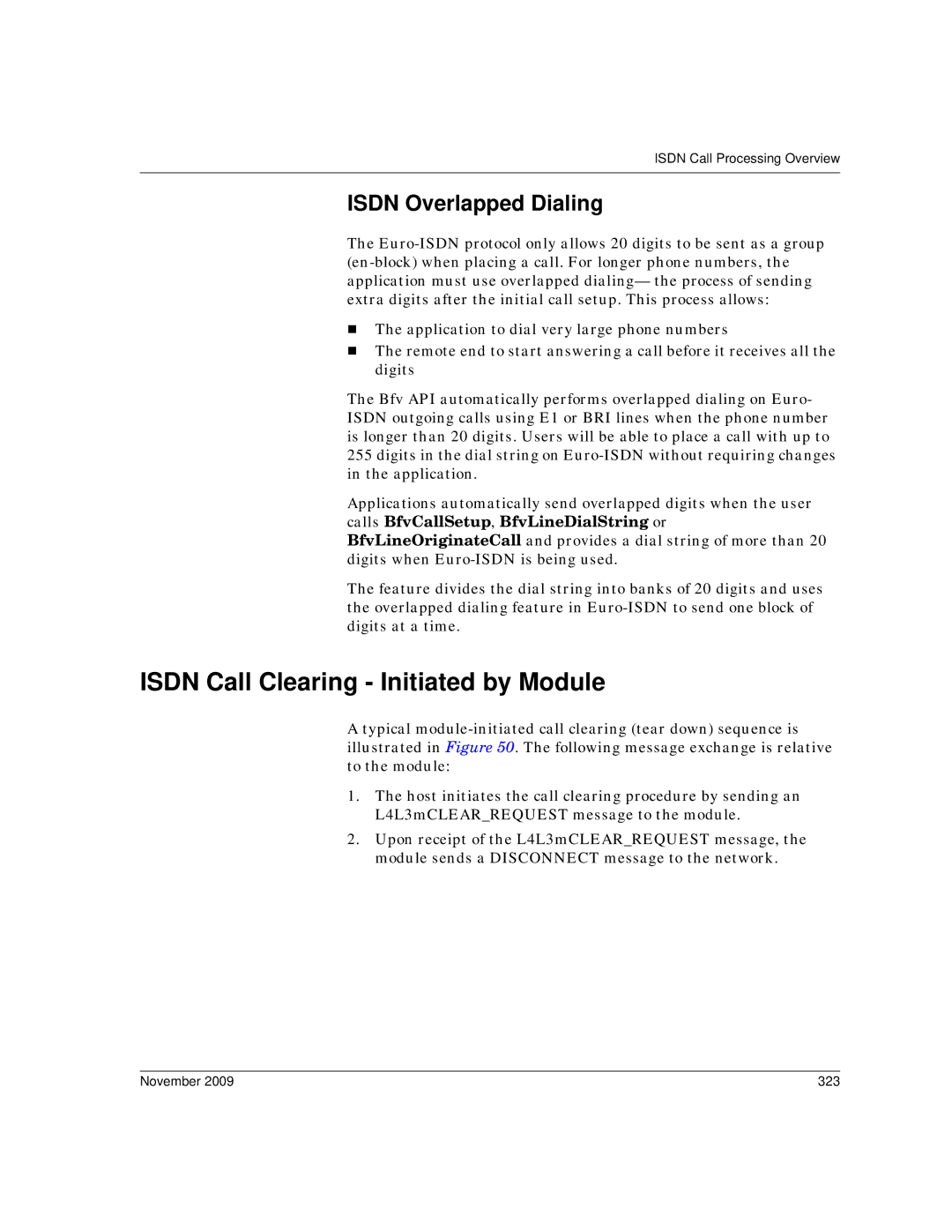 Dialogic 6.2 manual Isdn Call Clearing Initiated by Module, Isdn Overlapped Dialing, November 323 