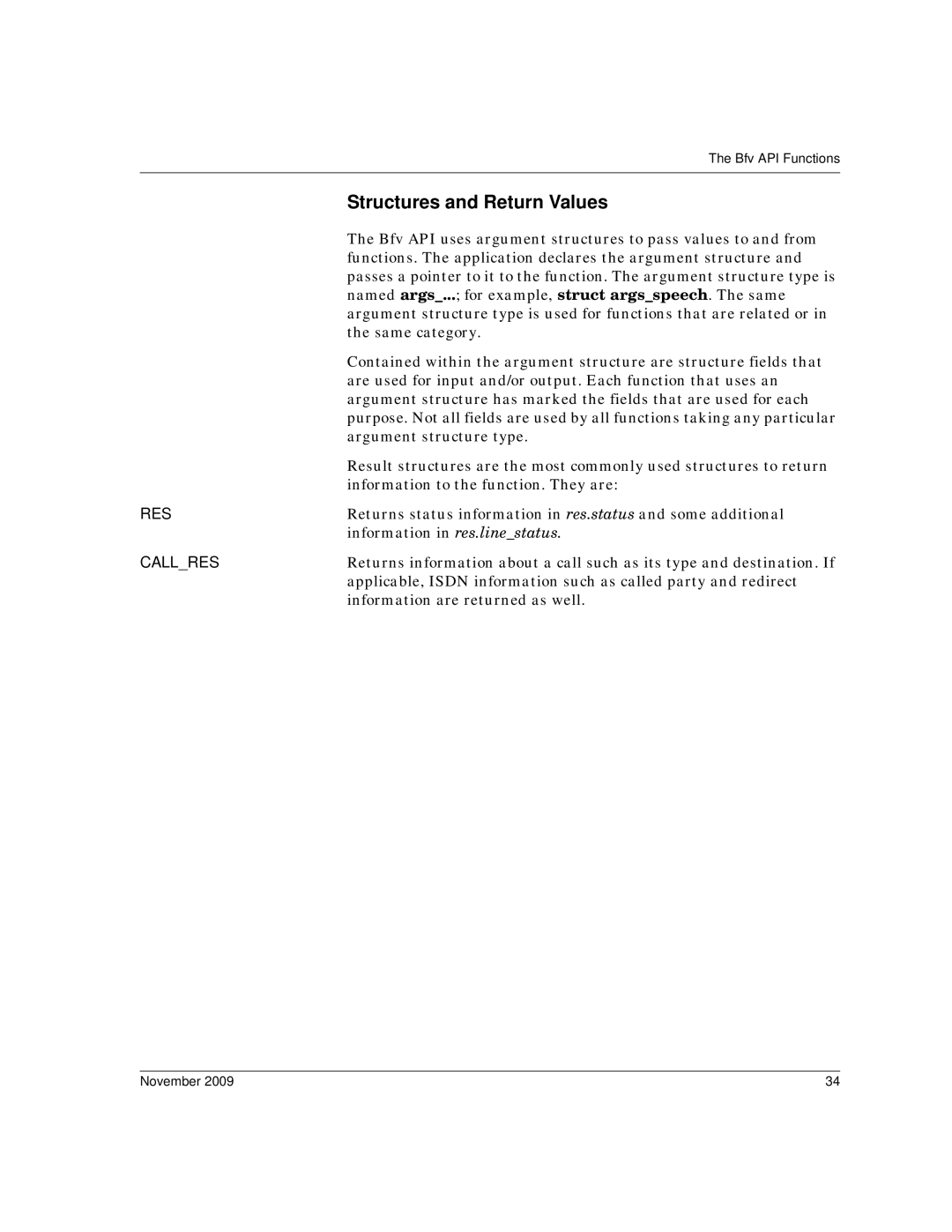 Dialogic 6.2 manual Structures and Return Values, Callres 