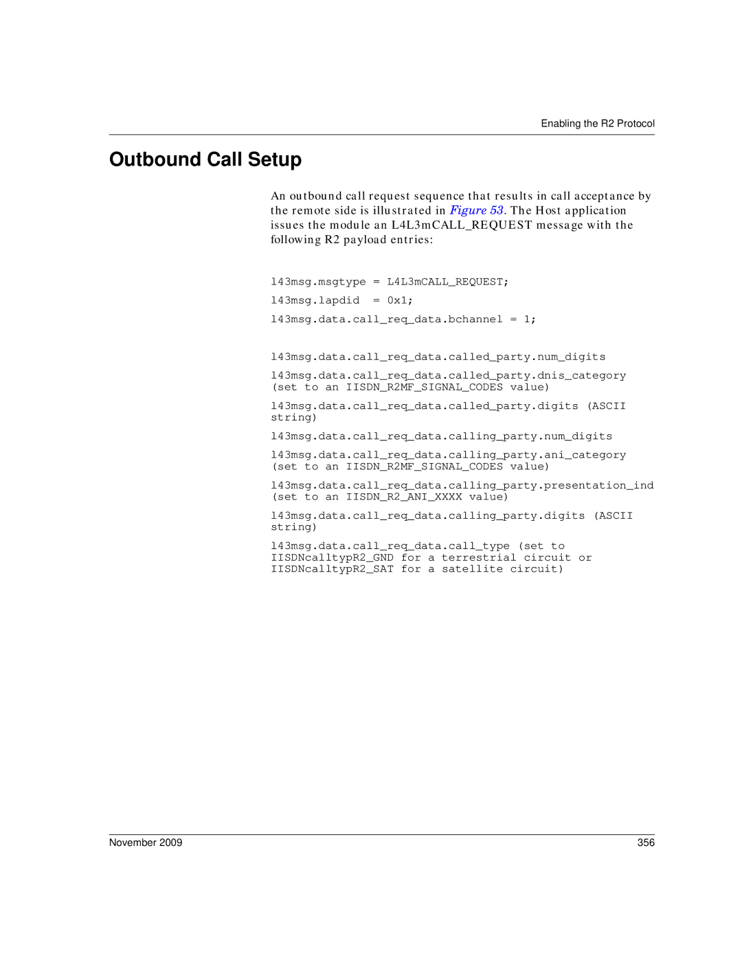 Dialogic 6.2 manual Outbound Call Setup, November 356 