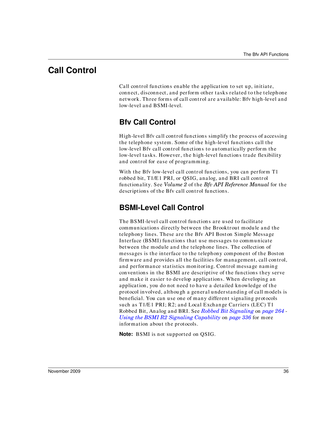 Dialogic 6.2 manual Bfv Call Control, BSMI-Level Call Control 