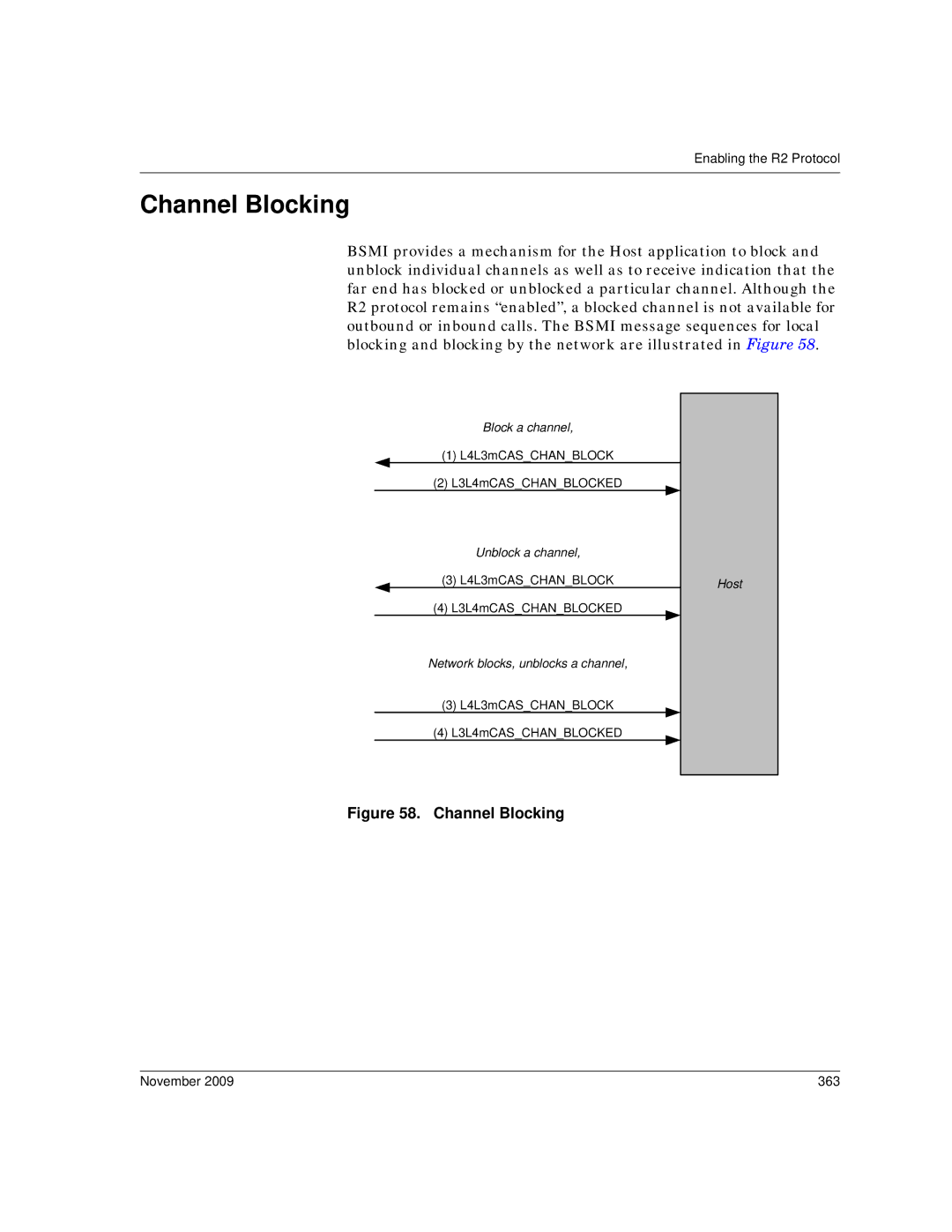 Dialogic 6.2 manual Channel Blocking, L4L3mCASCHANBLOCK L3L4mCASCHANBLOCKED, November 363 