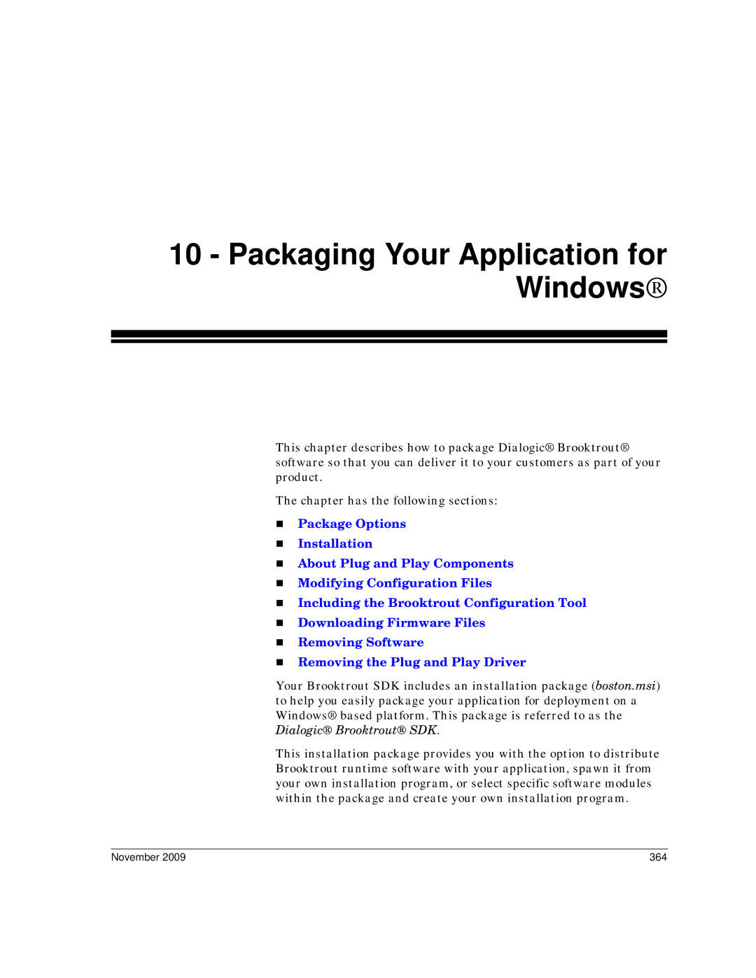 Dialogic 6.2 manual Packaging Your Application for Windows, November 364 