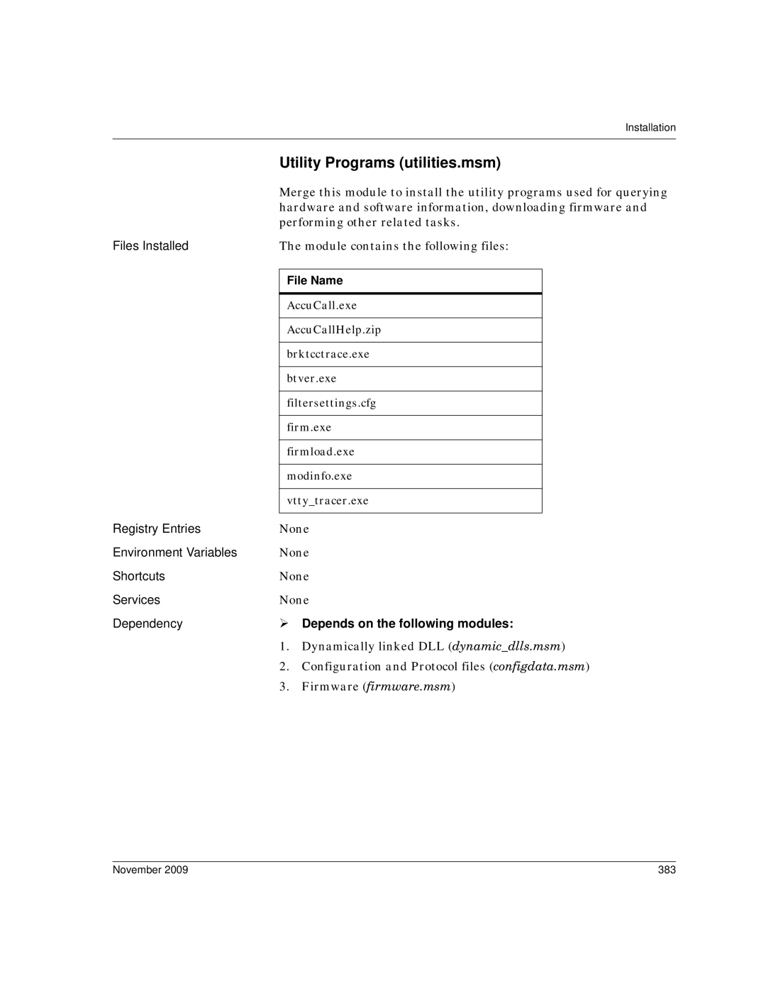 Dialogic 6.2 manual Utility Programs utilities.msm, November 383 