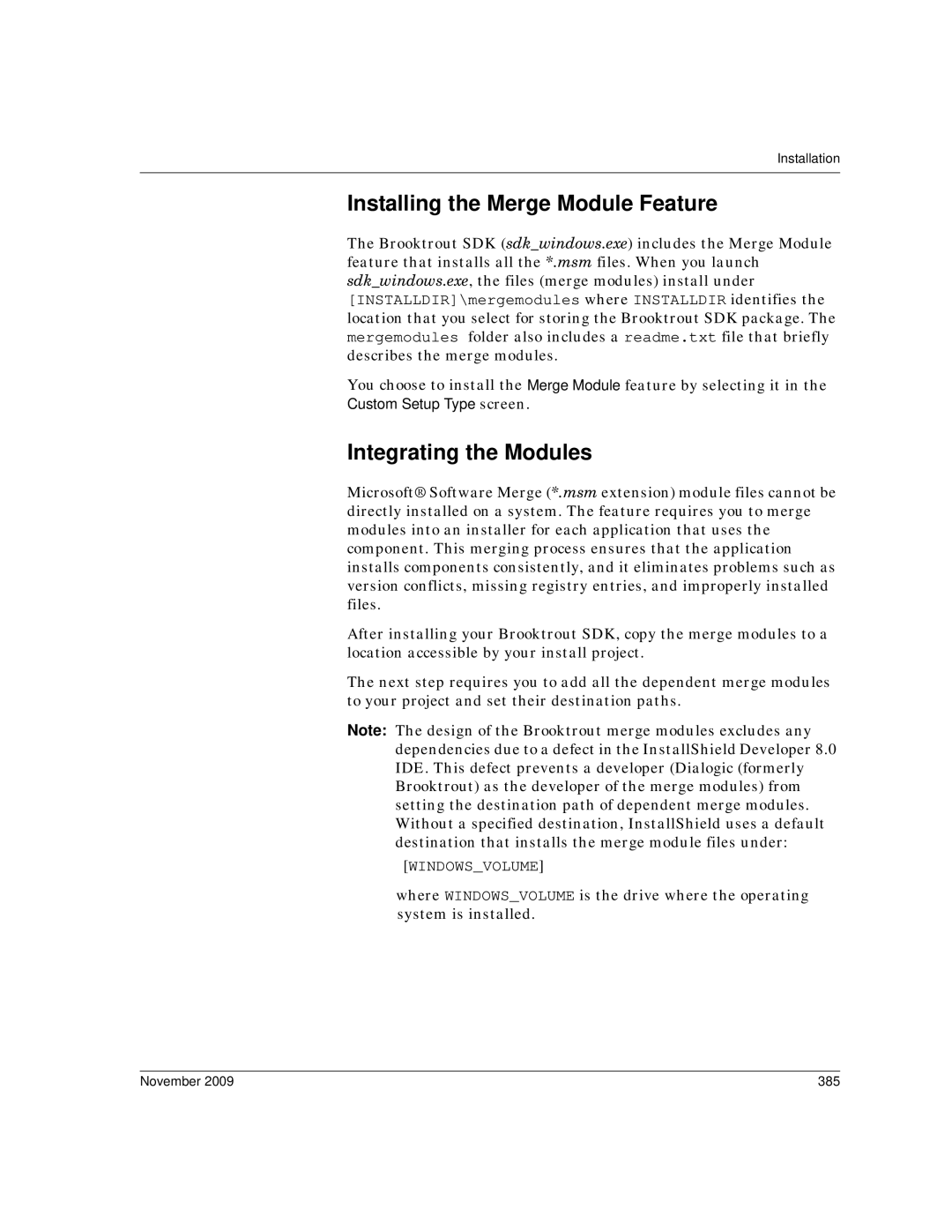 Dialogic 6.2 manual Installing the Merge Module Feature, Integrating the Modules, November 385 