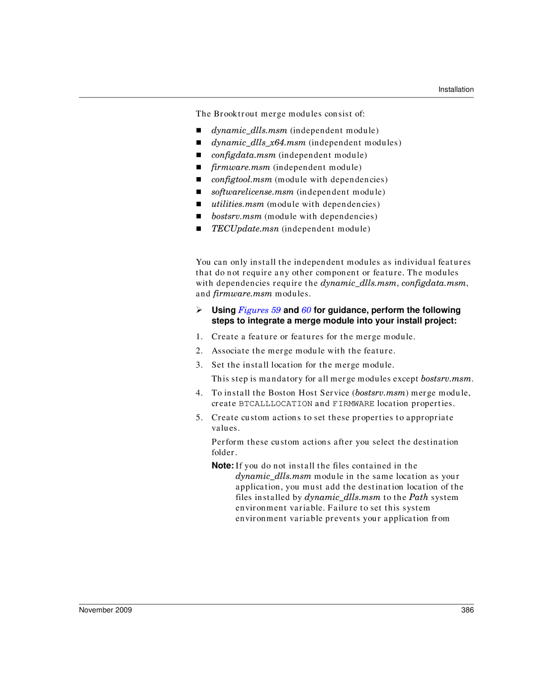 Dialogic 6.2 manual „ dynamicdllsx64.msm independent modules, November 386 