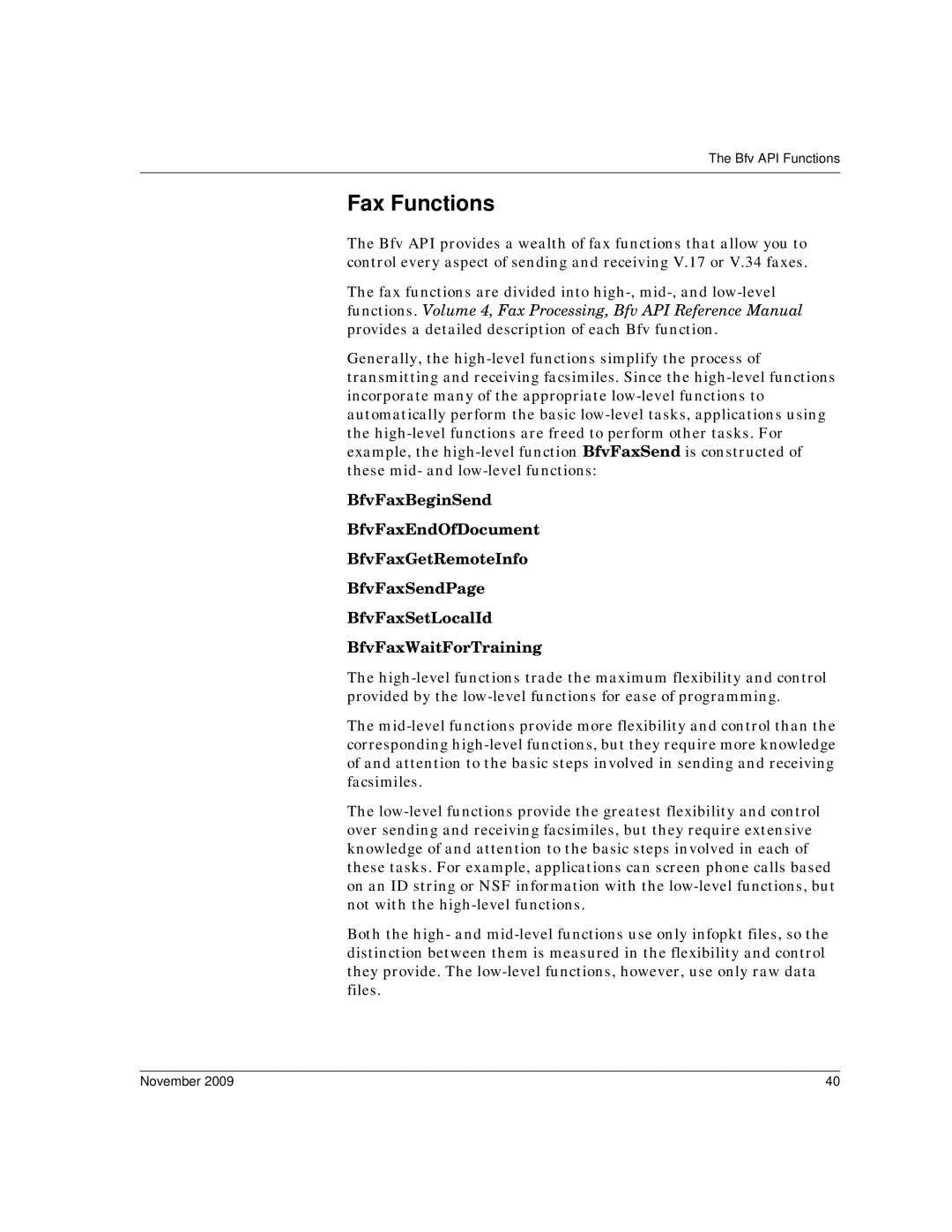 Dialogic 6.2 manual Fax Functions 