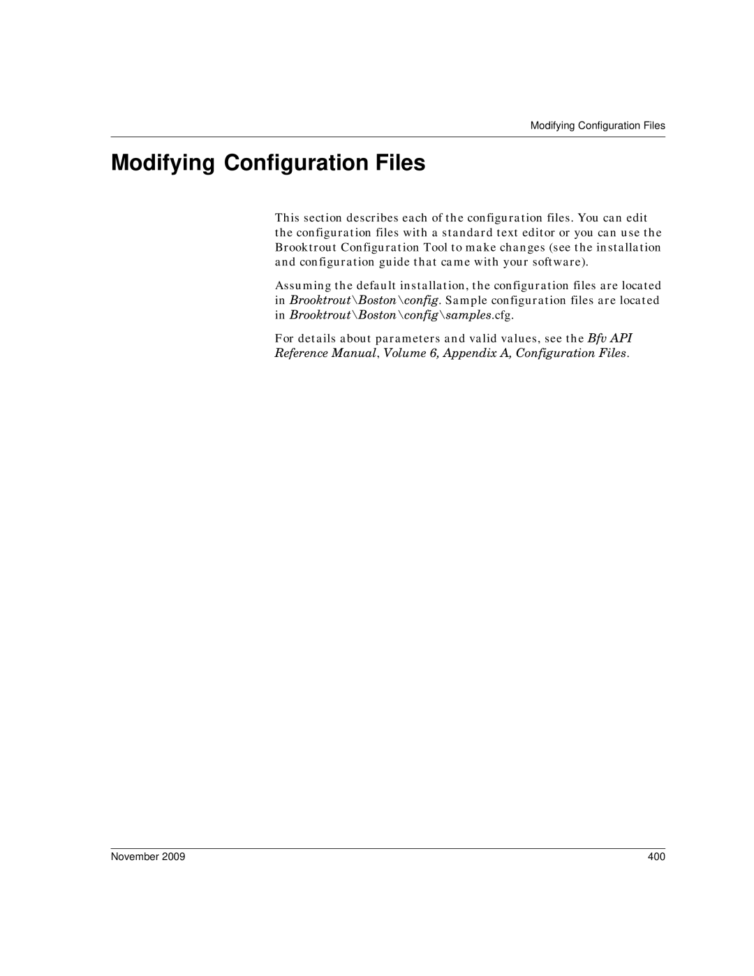 Dialogic 6.2 manual Modifying Configuration Files, November 400 