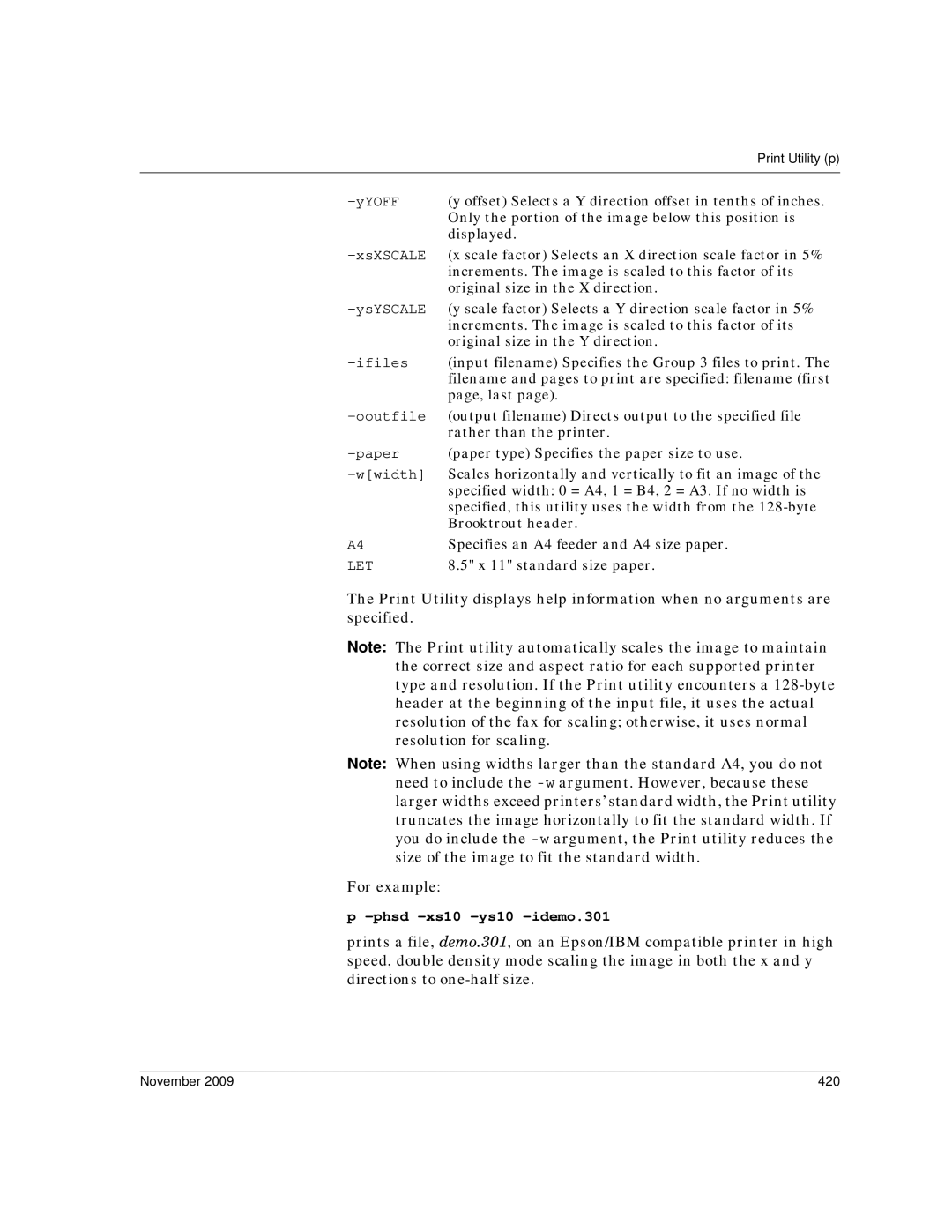 Dialogic 6.2 manual Phsd -xs10 -ys10 -idemo.301, November 420 