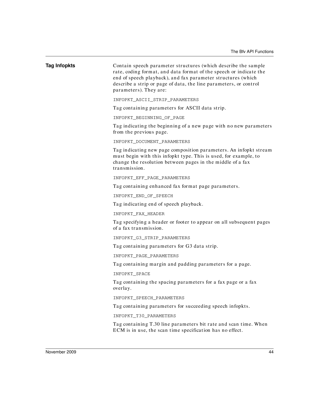 Dialogic 6.2 manual Tag Infopkts 