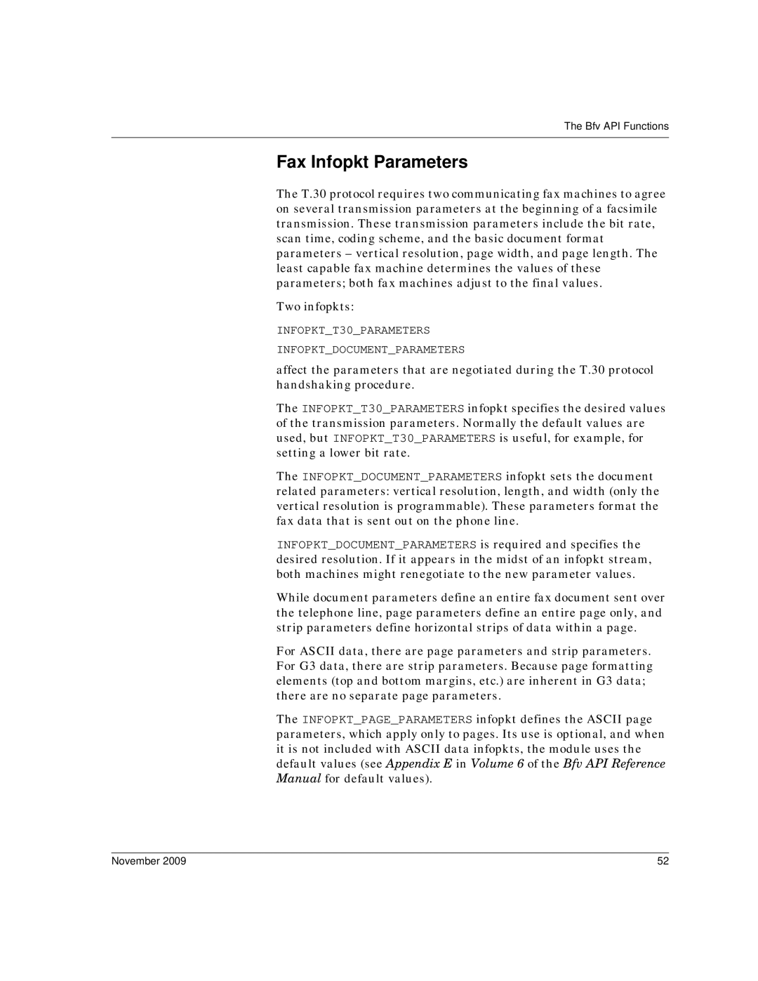 Dialogic 6.2 manual Fax Infopkt Parameters 