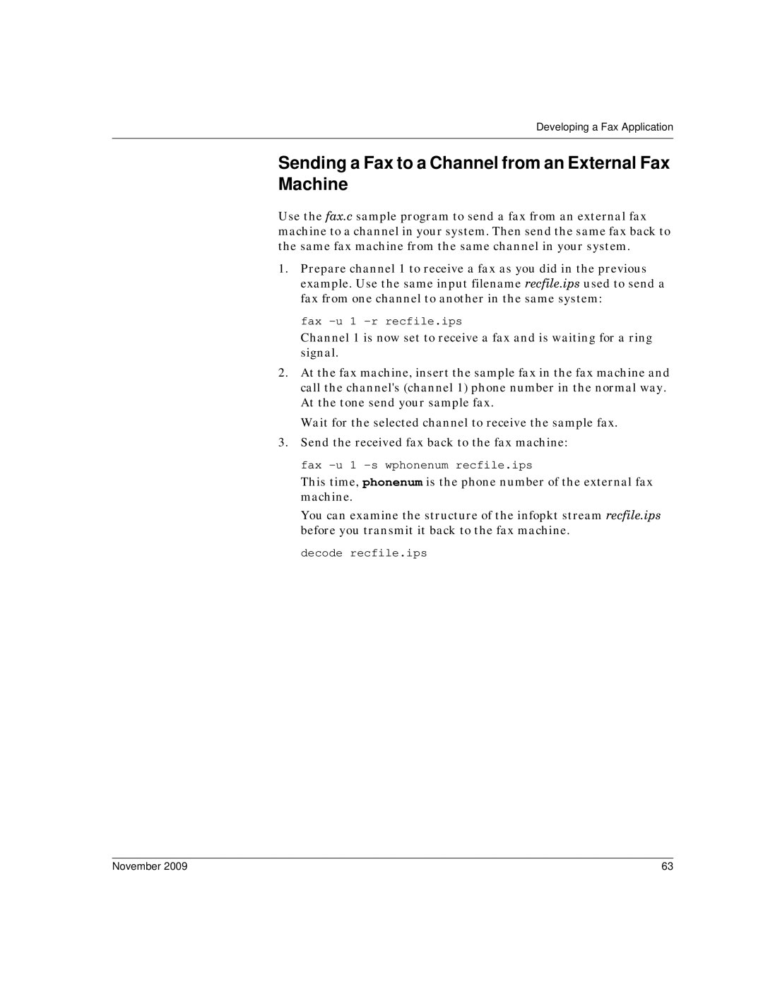 Dialogic 6.2 manual Sending a Fax to a Channel from an External Fax Machine 