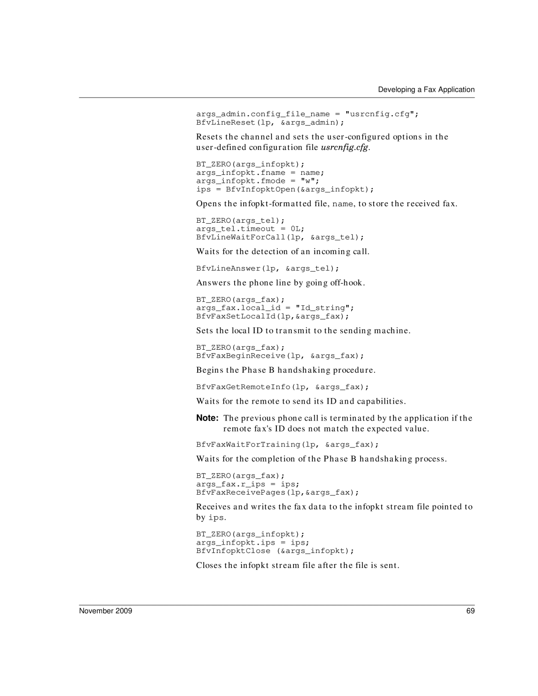 Dialogic 6.2 manual Waits for the detection of an incoming call 