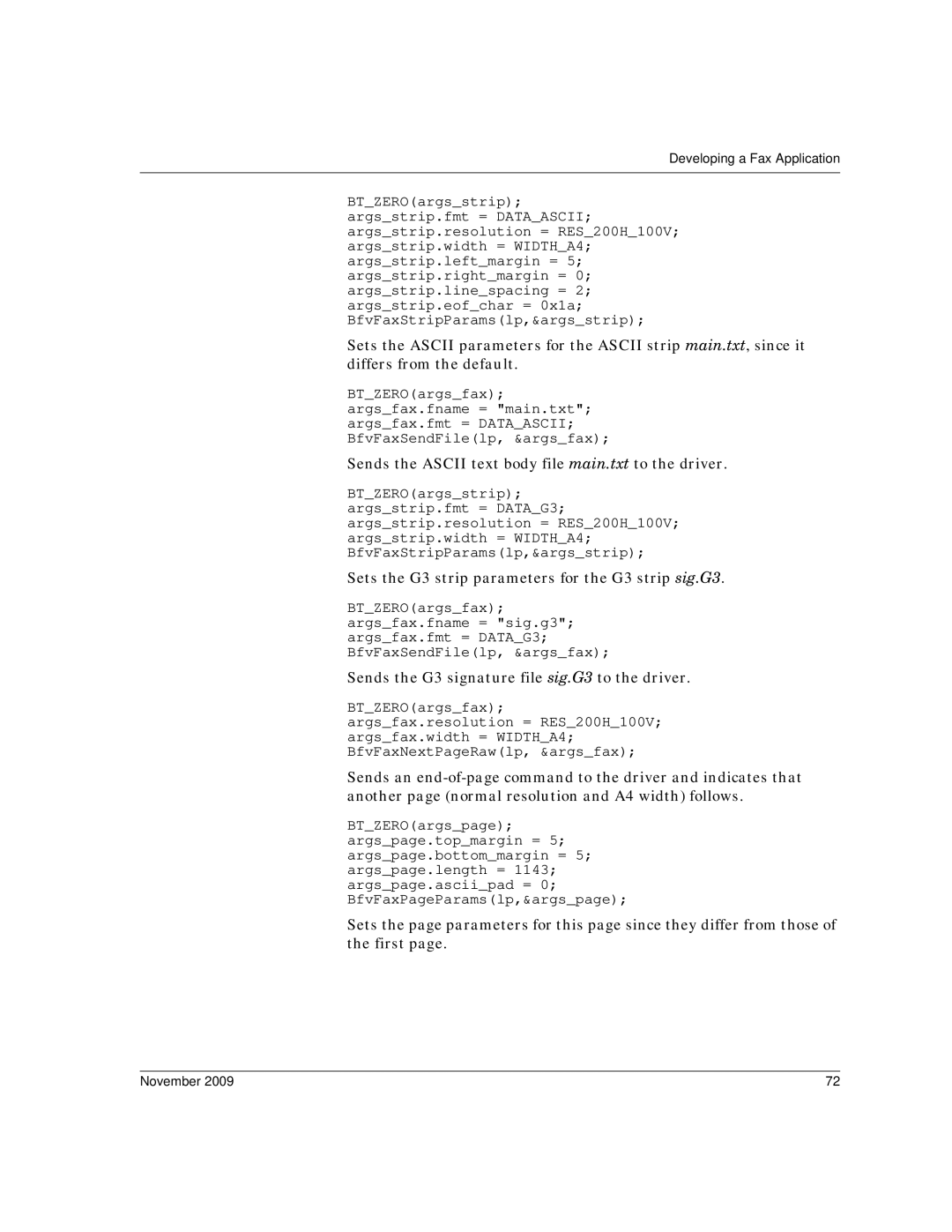 Dialogic 6.2 manual Sets the G3 strip parameters for the G3 strip sig.G3 