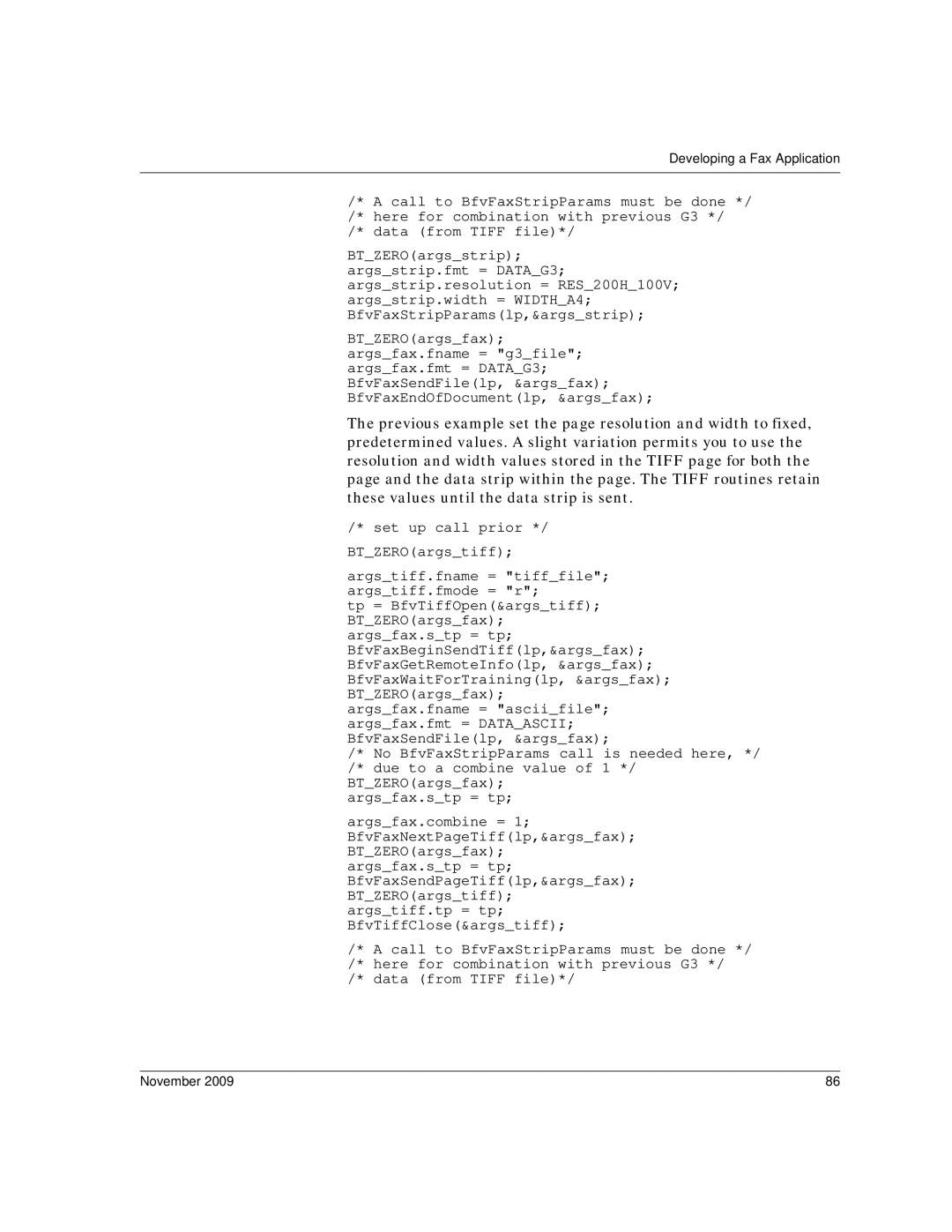 Dialogic 6.2 manual Set up call prior */ BTZEROargstiff 