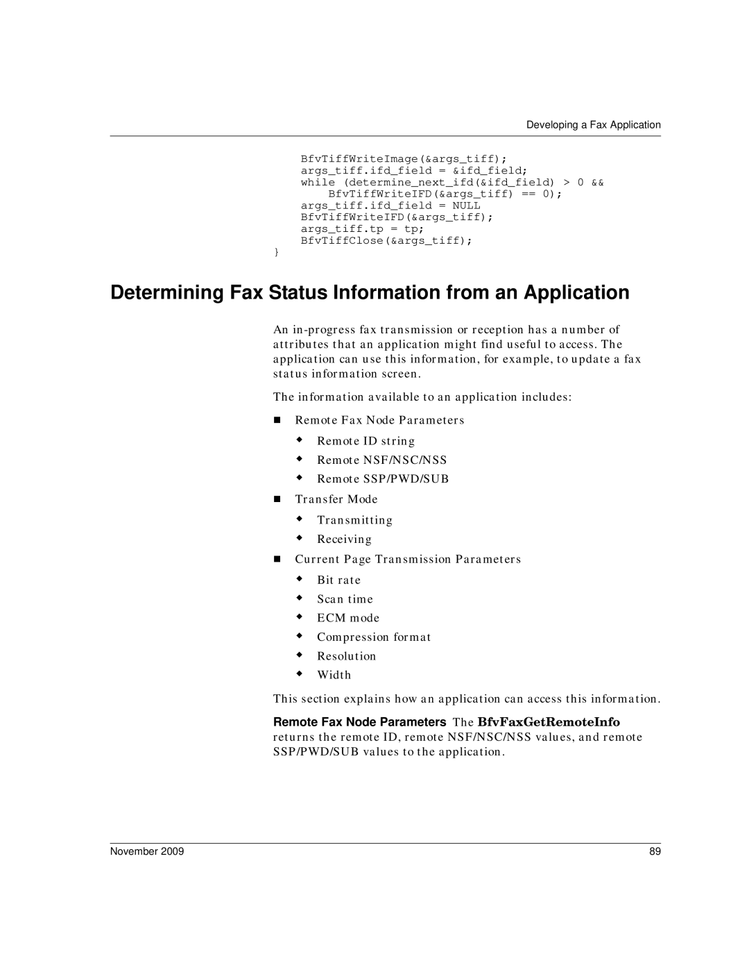 Dialogic 6.2 manual Determining Fax Status Information from an Application 