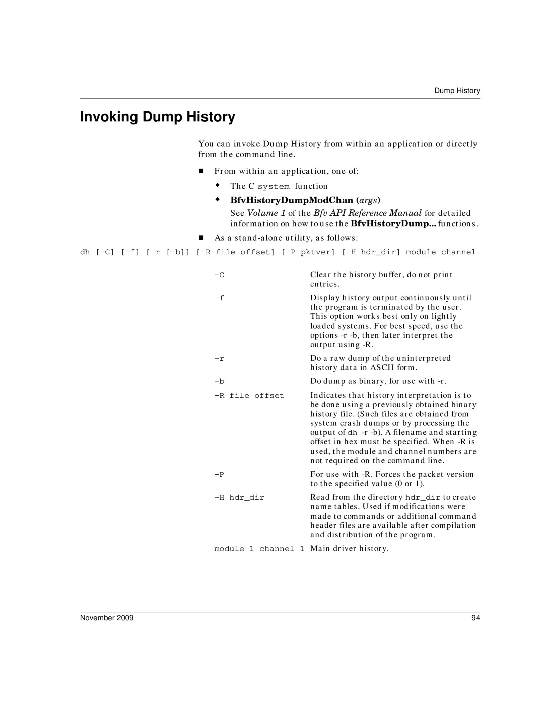 Dialogic 6.2 manual Invoking Dump History 