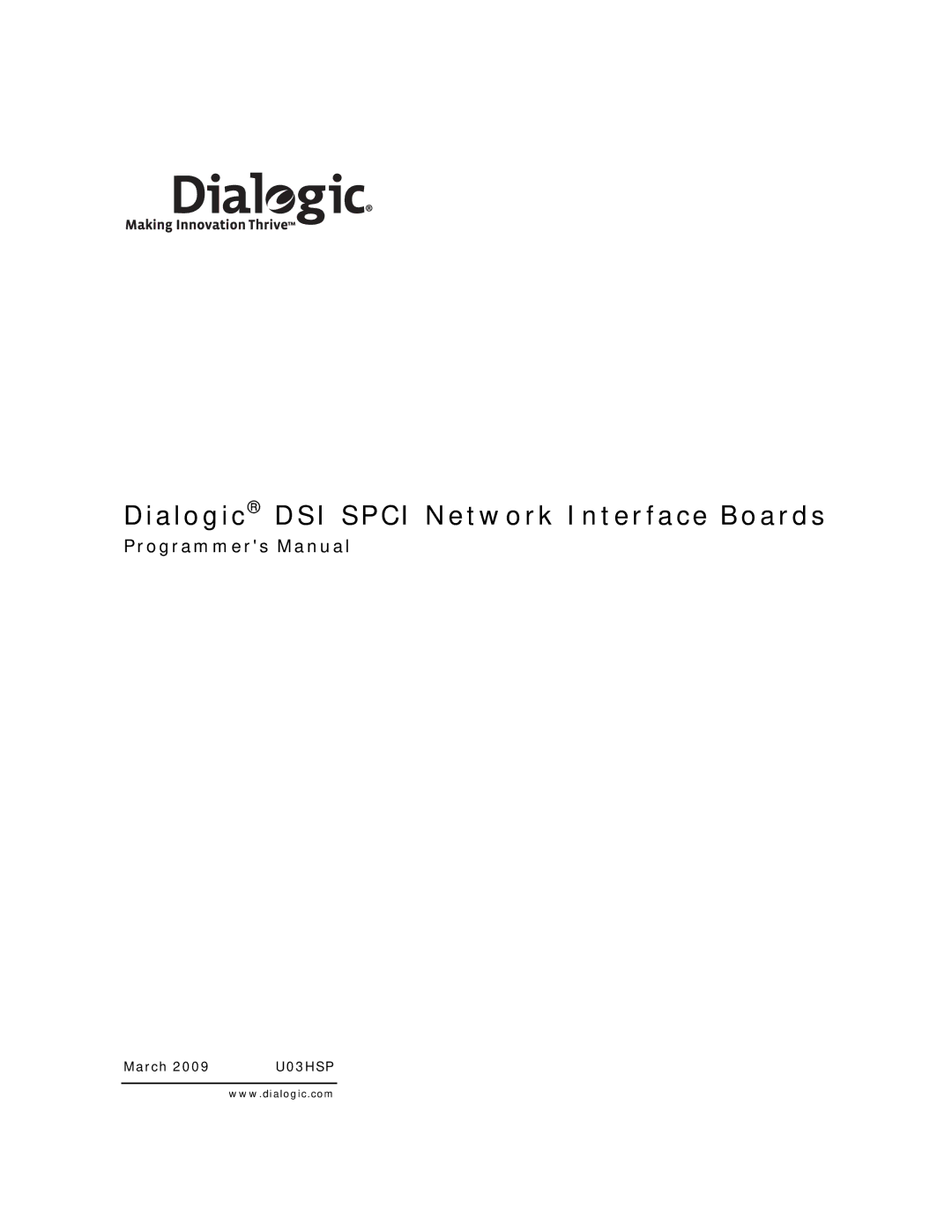 Dialogic DSI SPCI Network Interface Boards manual Dialogic DSI Spci Network Interface Boards, March 