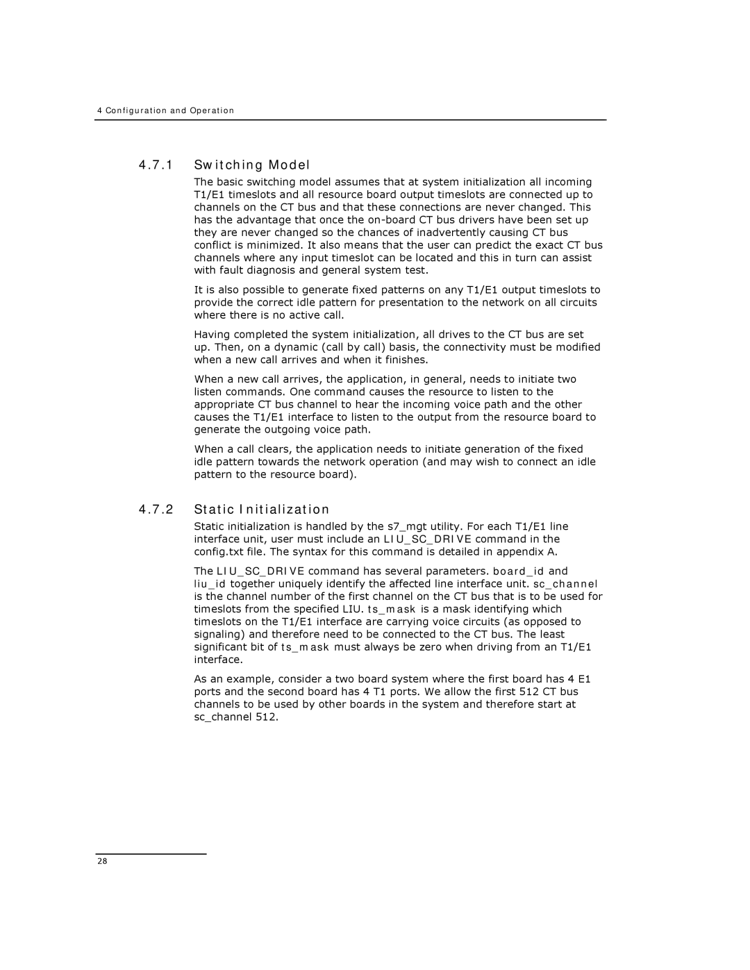 Dialogic DSI SPCI Network Interface Boards manual Switching Model, Static Initialization 