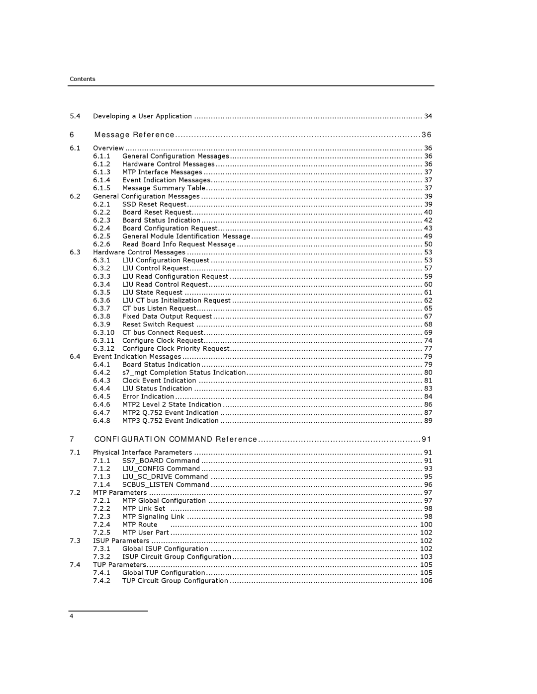 Dialogic DSI SPCI Network Interface Boards manual Message Reference, Configuration Command Reference 