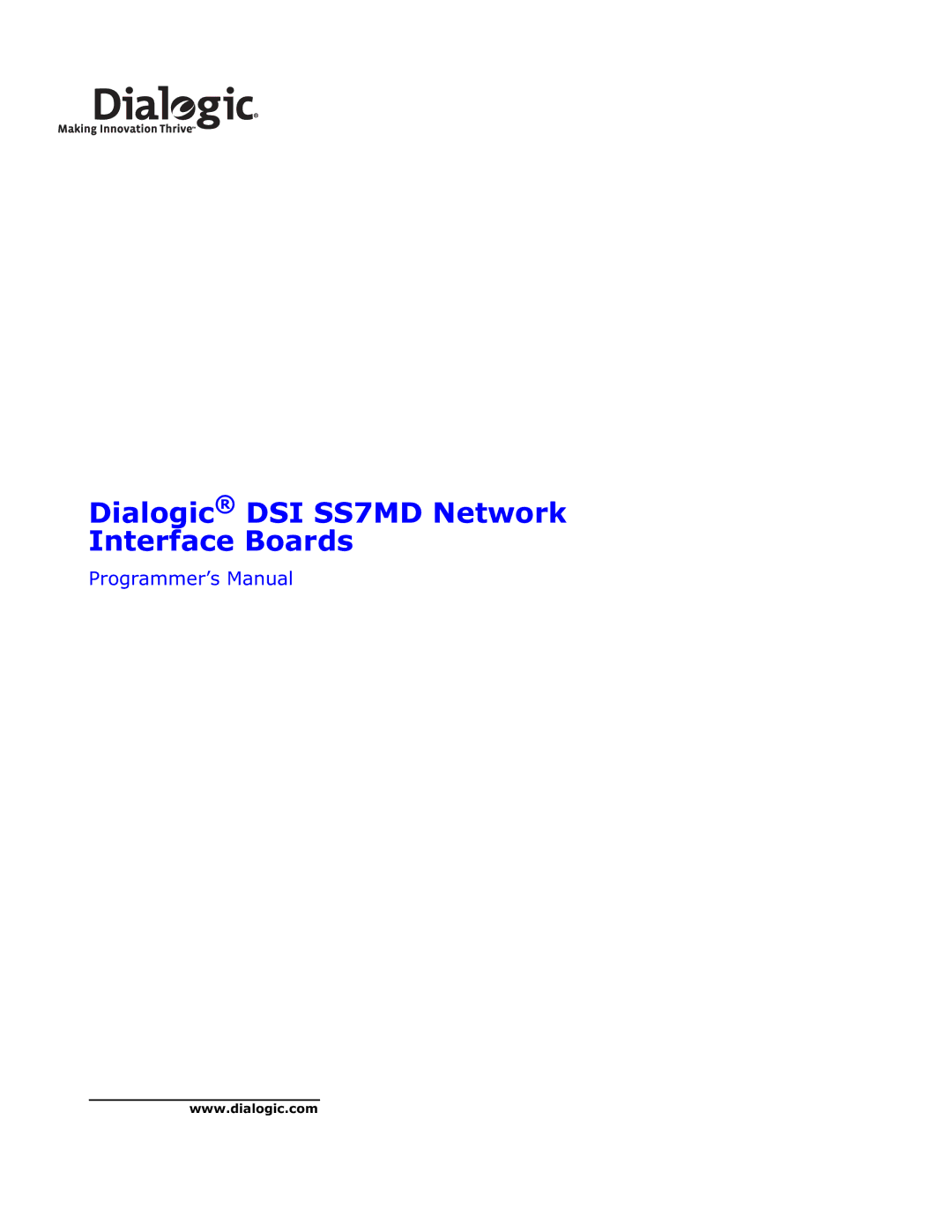 Dialogic manual Dialogic DSI SS7MD Network Interface Boards 