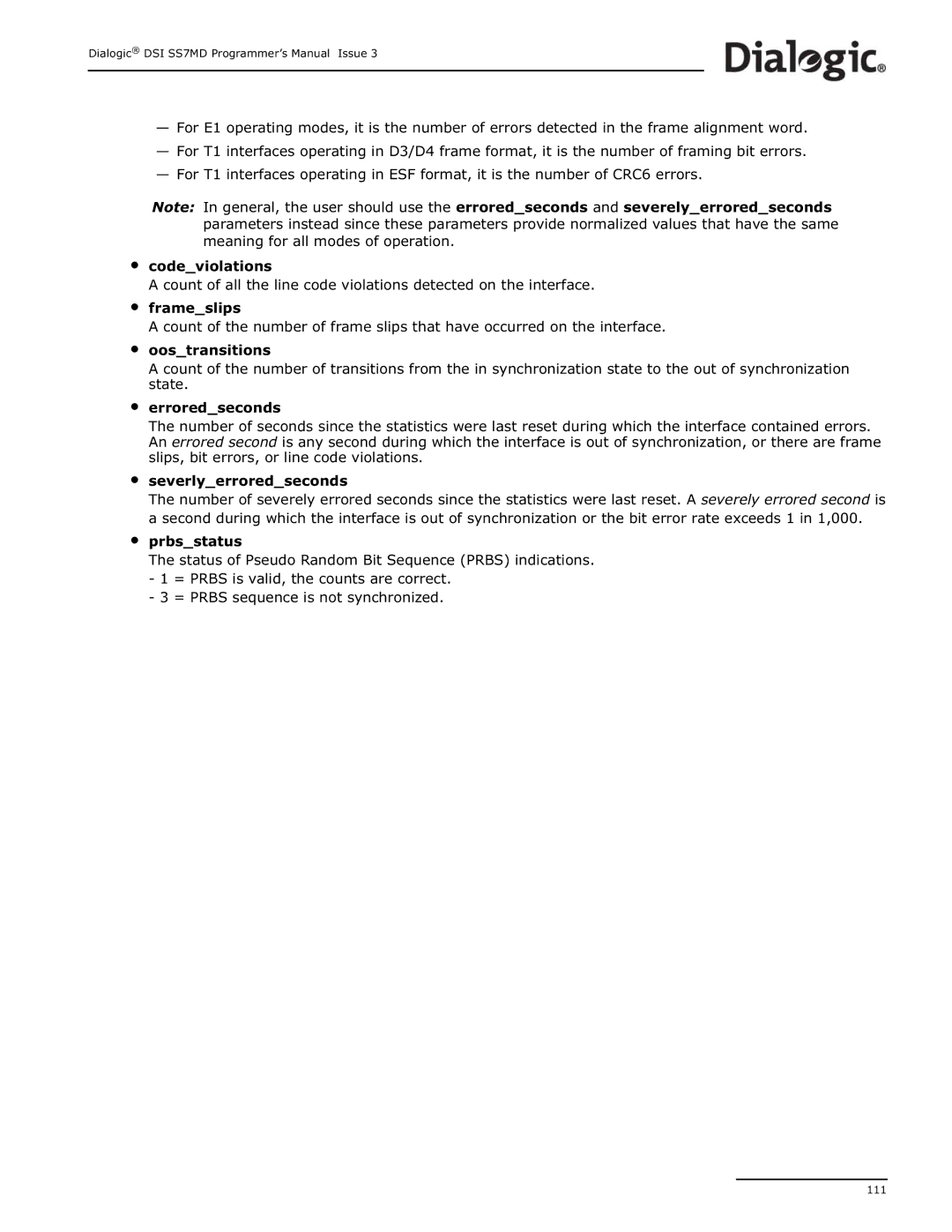 Dialogic DSI SS7MD manual 111 