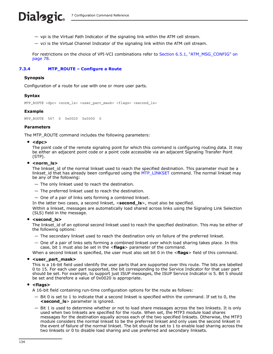 Dialogic DSI SS7MD manual Mtproute 567 0 0x0020 0x0000 