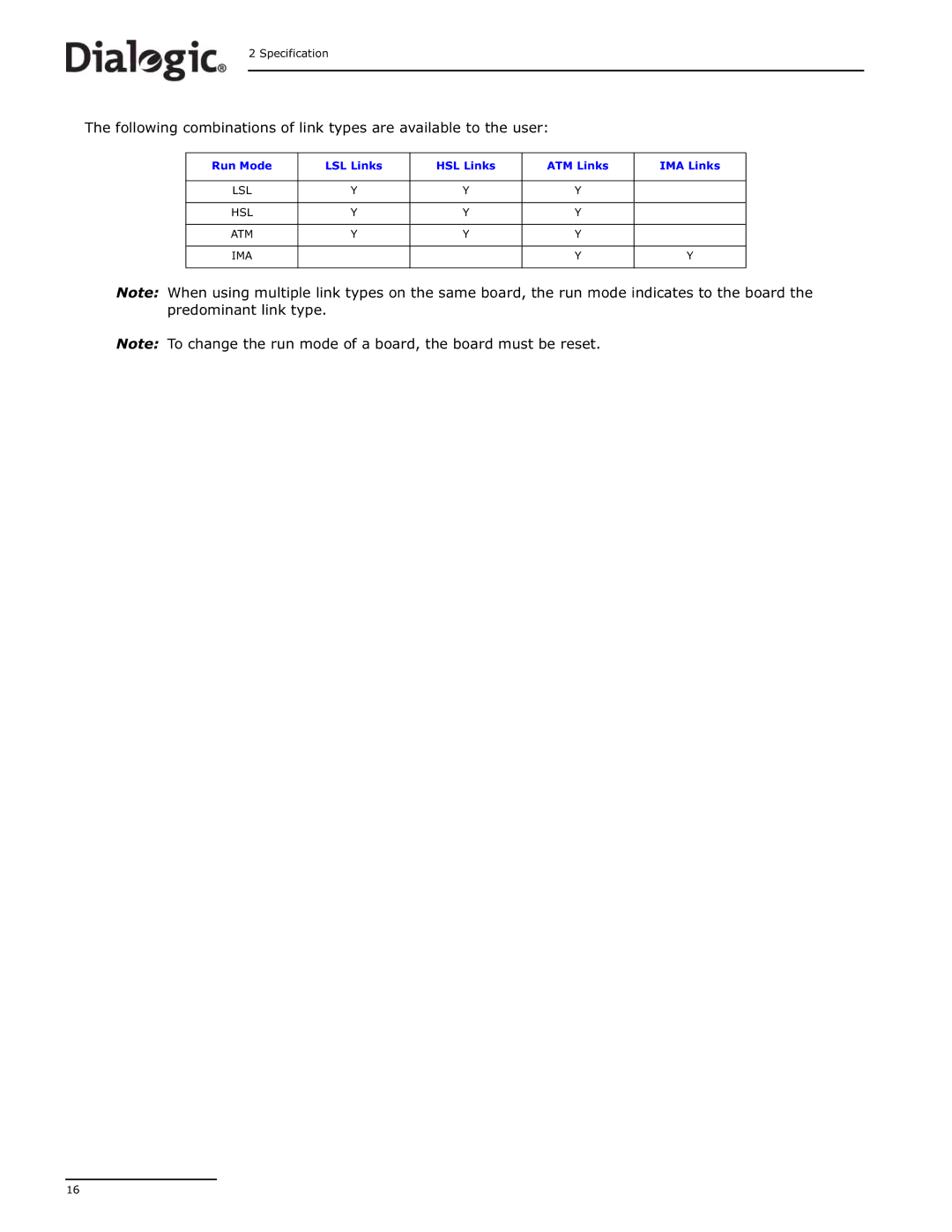 Dialogic DSI SS7MD manual Run Mode LSL Links HSL Links ATM Links IMA Links 