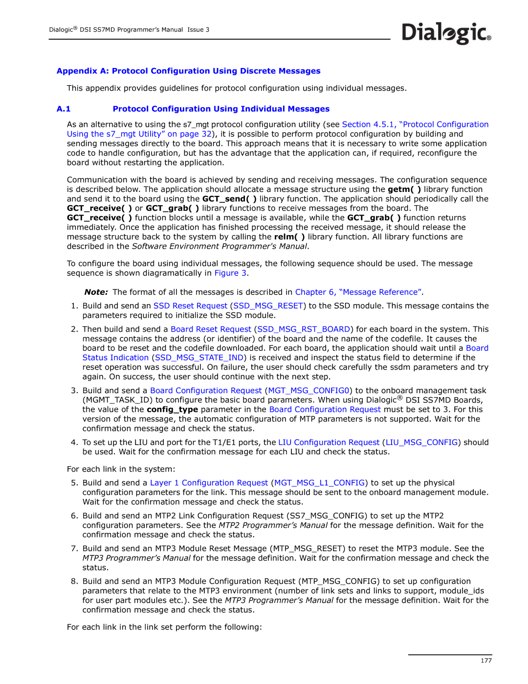 Dialogic DSI SS7MD manual Appendix a Protocol Configuration Using Discrete Messages 