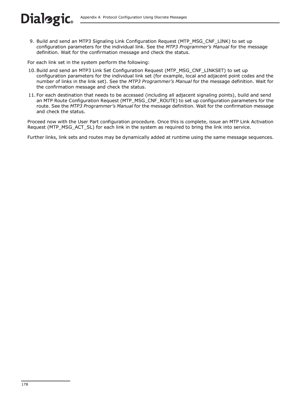 Dialogic DSI SS7MD manual Appendix a Protocol Configuration Using Discrete Messages 