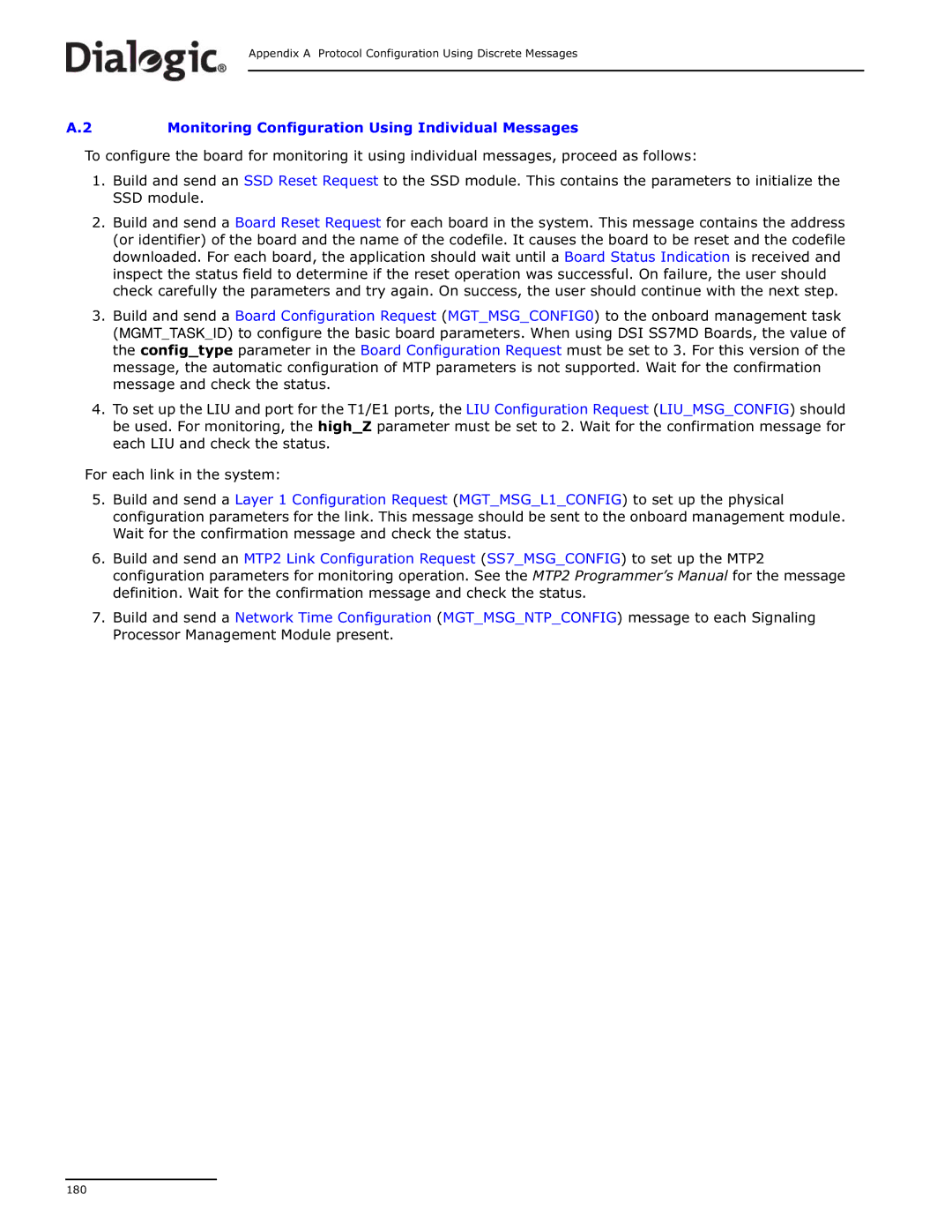 Dialogic DSI SS7MD manual Monitoring Configuration Using Individual Messages 