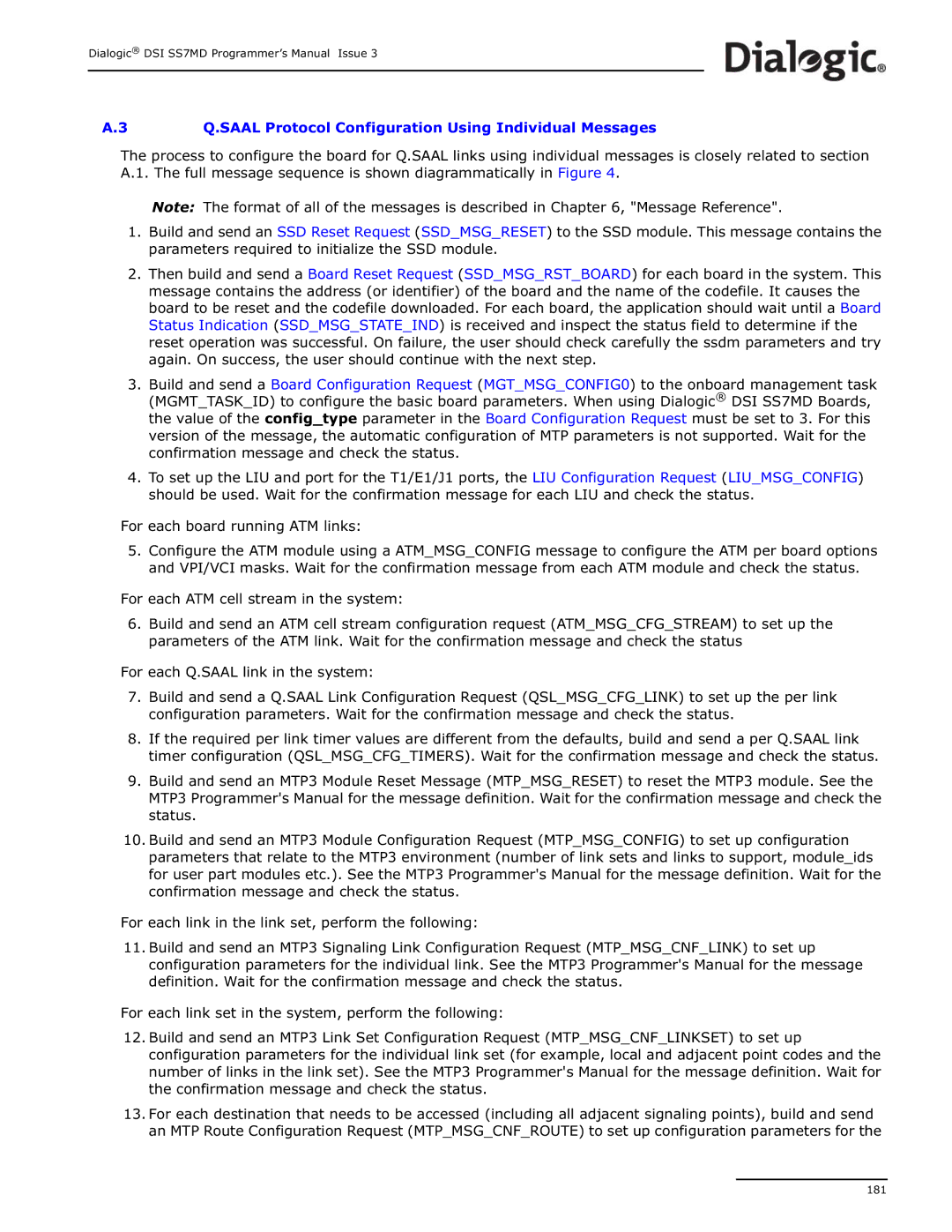 Dialogic DSI SS7MD manual Saal Protocol Configuration Using Individual Messages 