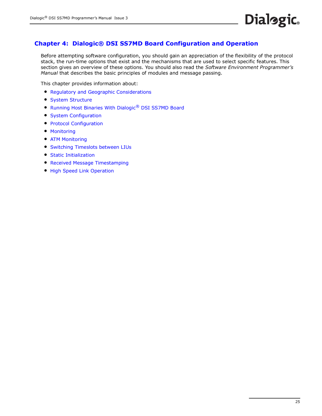 Dialogic manual Dialogic DSI SS7MD Board Configuration and Operation 