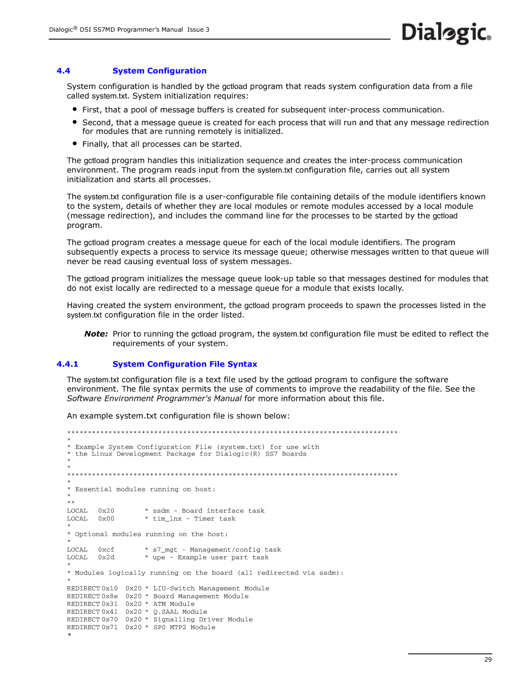 Dialogic DSI SS7MD manual System Configuration File Syntax 