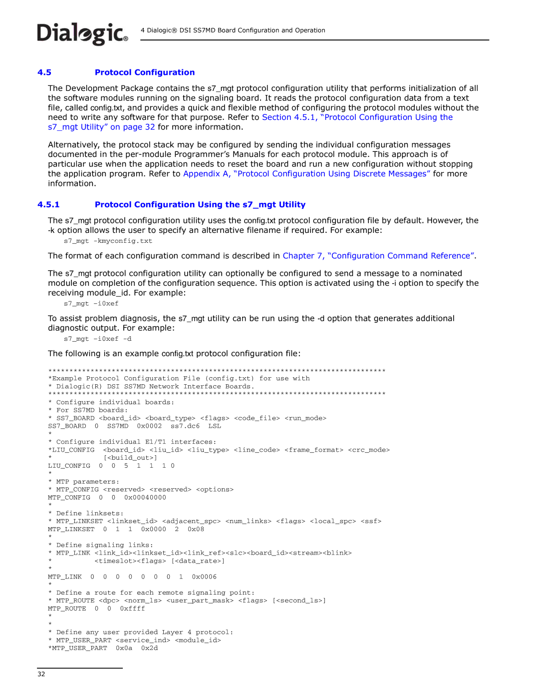 Dialogic DSI SS7MD manual Protocol Configuration Using the s7mgt Utility, Liuconfig 