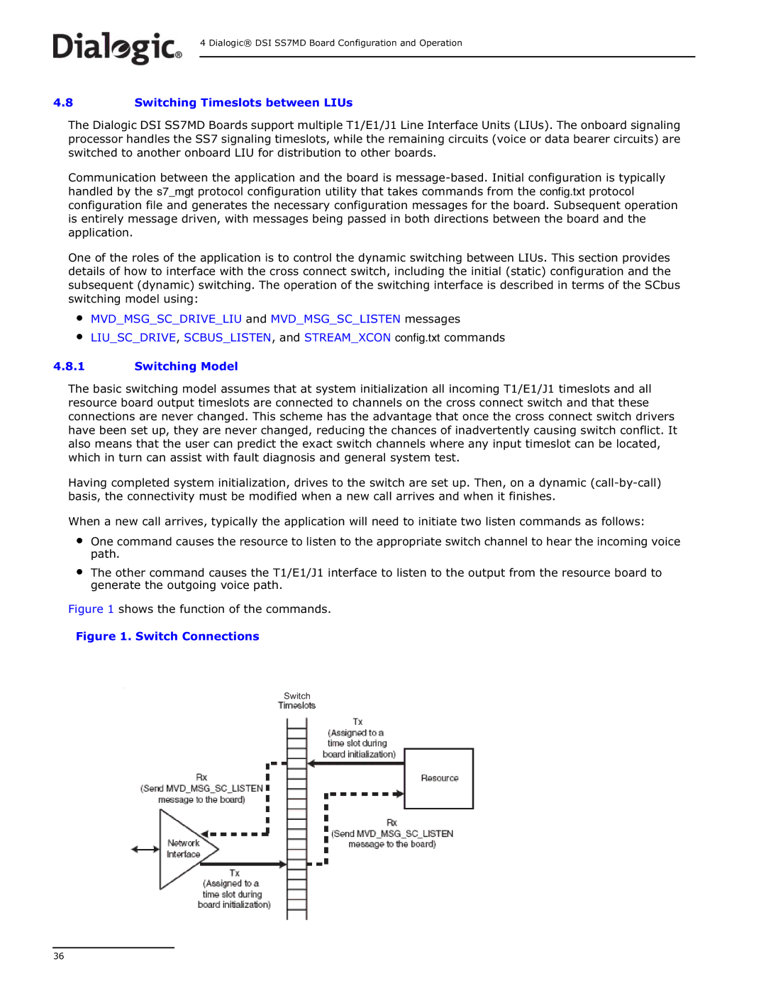 Dialogic DSI SS7MD manual Switch Connections 