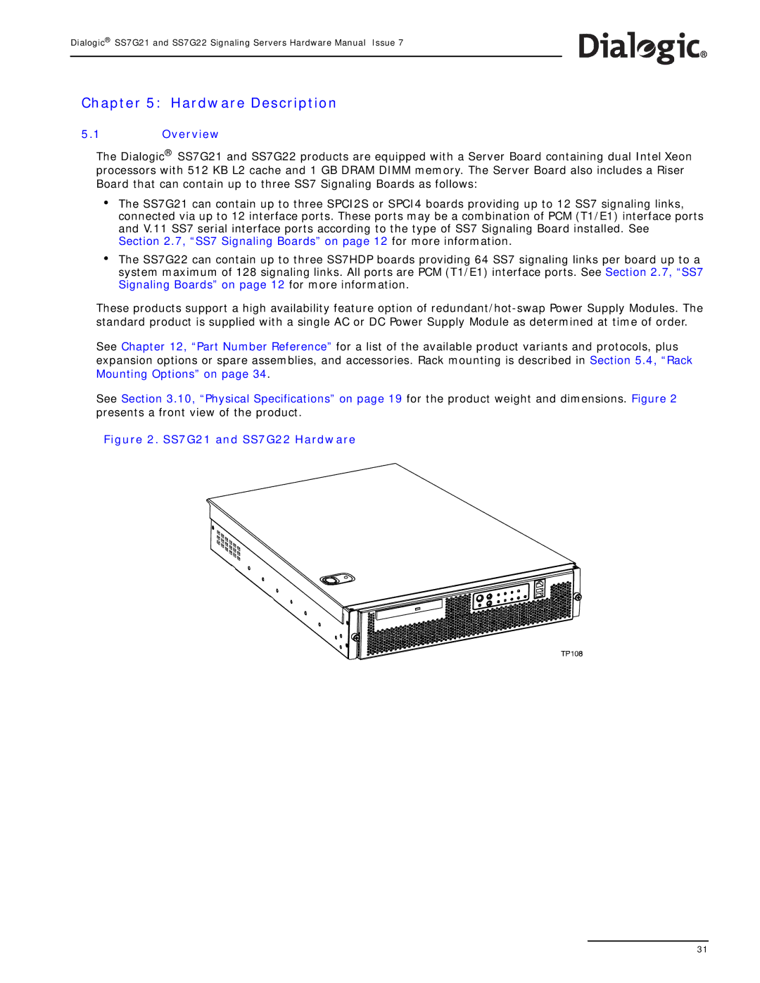 Dialogic SS7G22, SS7G21 manual Hardware Description, Overview 