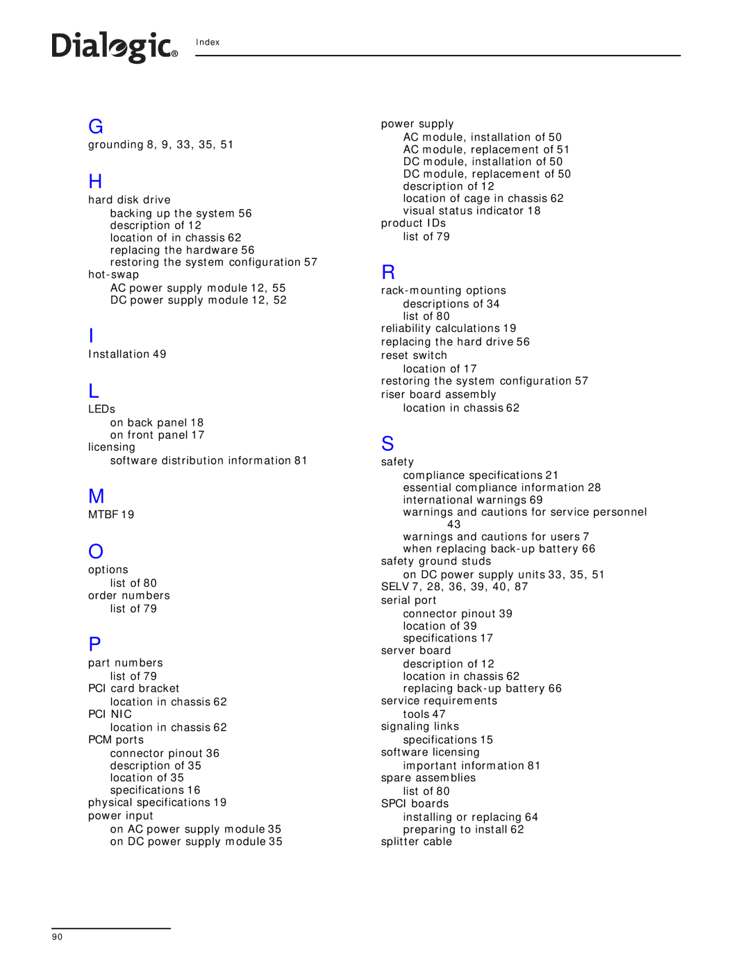 Dialogic SS7G21, SS7G22 manual Mtbf 