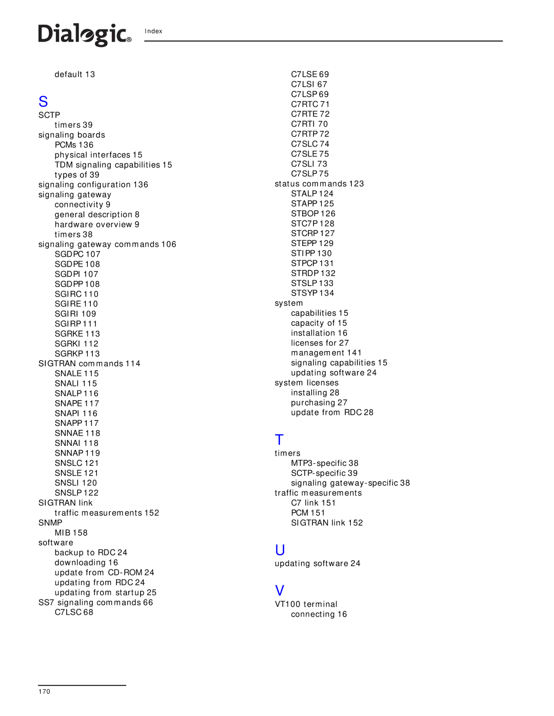 Dialogic SS7G2X manual Sgdpe Sgdpi Sgdpp Sgirc Sgire Sgiri Sgirp Sgrke Sgrki 