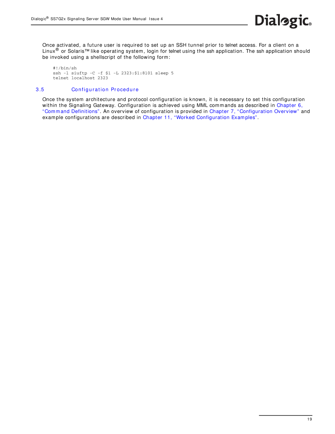 Dialogic SS7G2X manual Configuration Procedure 