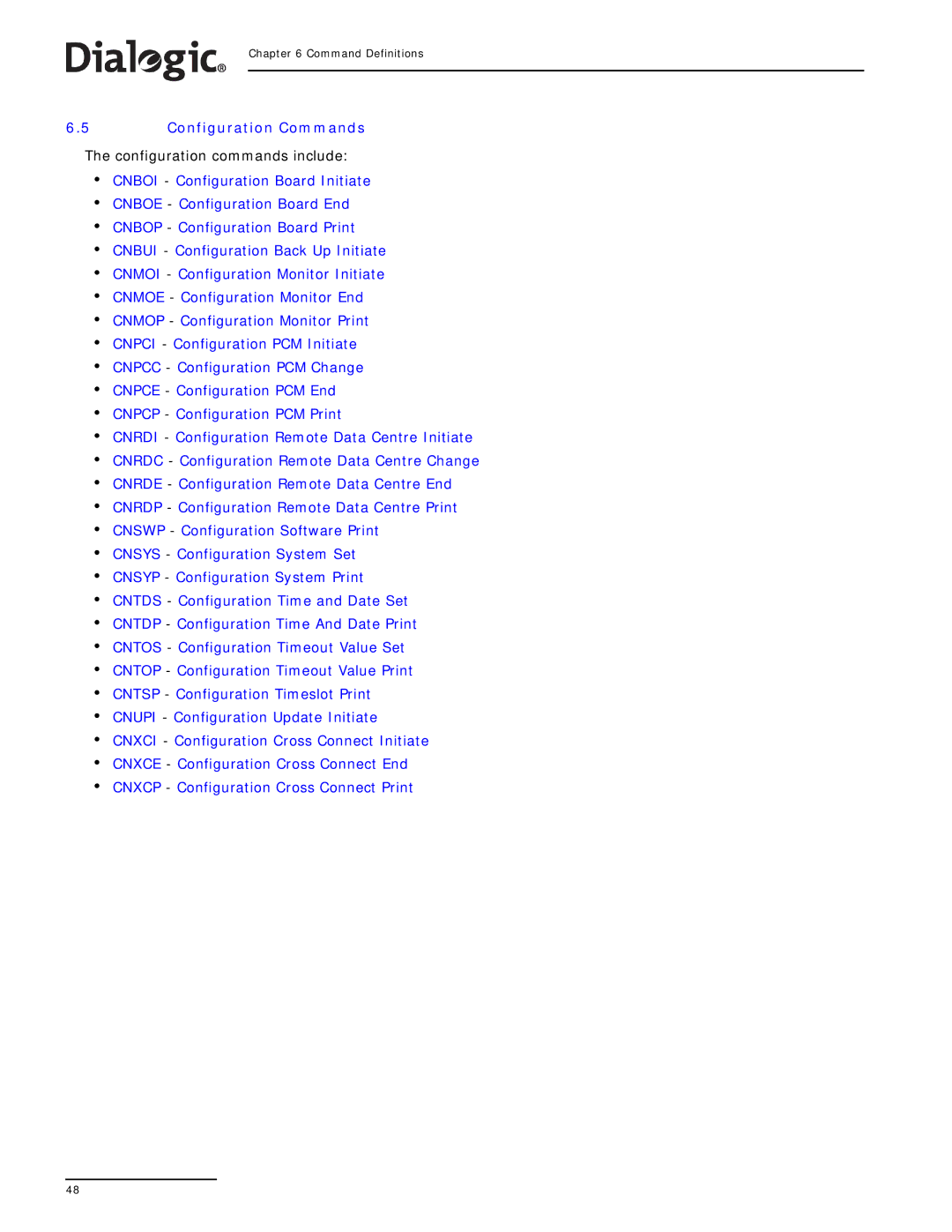 Dialogic SS7G2X manual Configuration Commands 